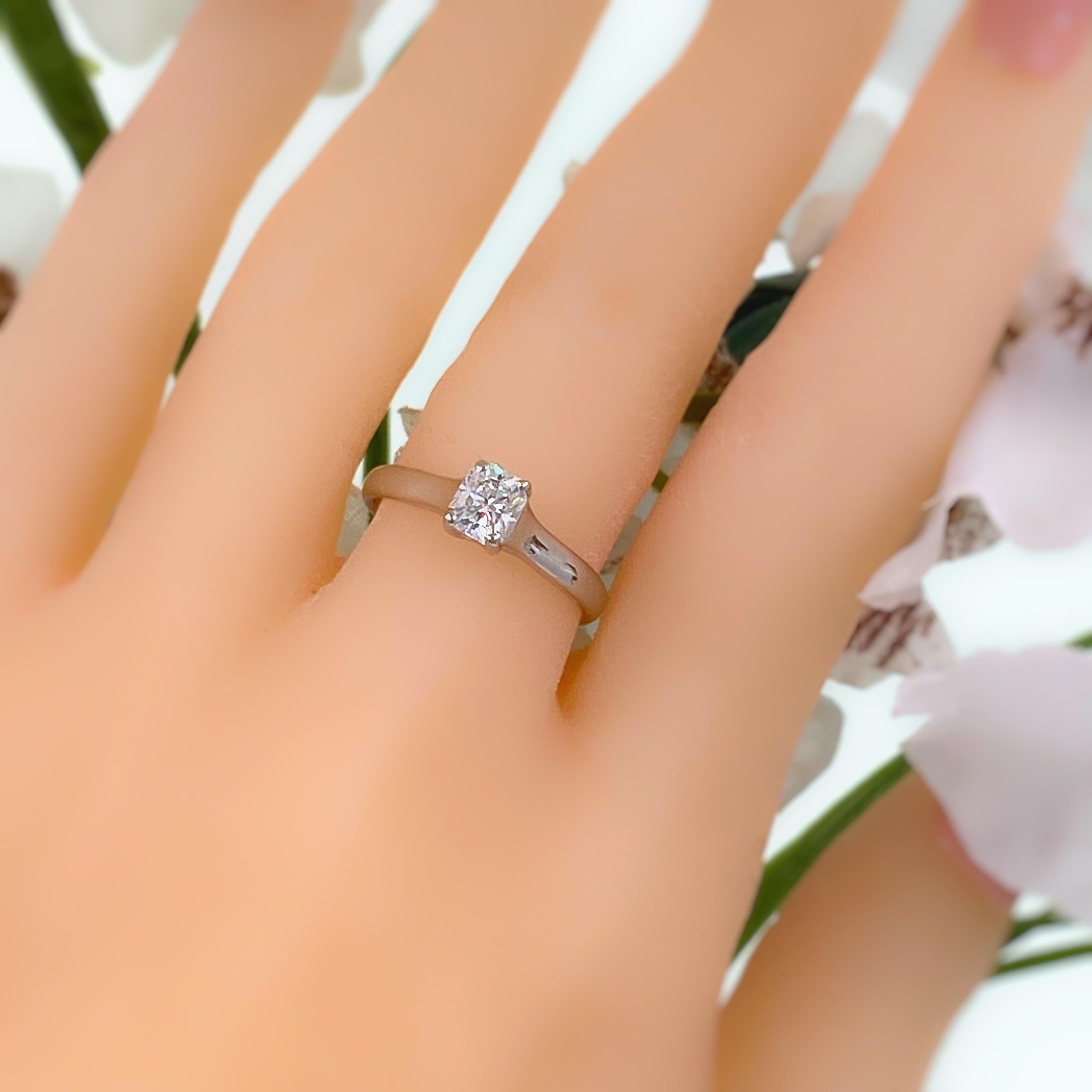 Tiffany & Co. Lucida 0.58 Carat F VS1 Solitaire Platinum Engagement Ring GIA In Excellent Condition In San Diego, CA