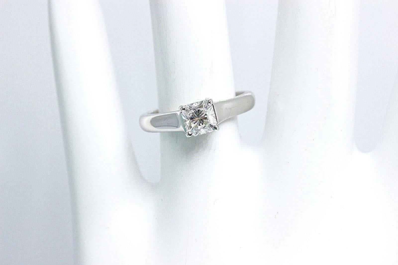 Princess Cut Tiffany & Co. Lucida 0.63 Carat G VS1 Diamond Platinum Engagement Ring Papers