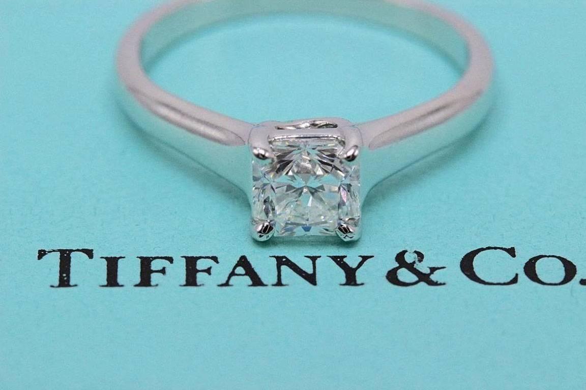 Princess Cut Tiffany & Co. Lucida 0.72 Carat Diamond and Platinum Engagement Ring