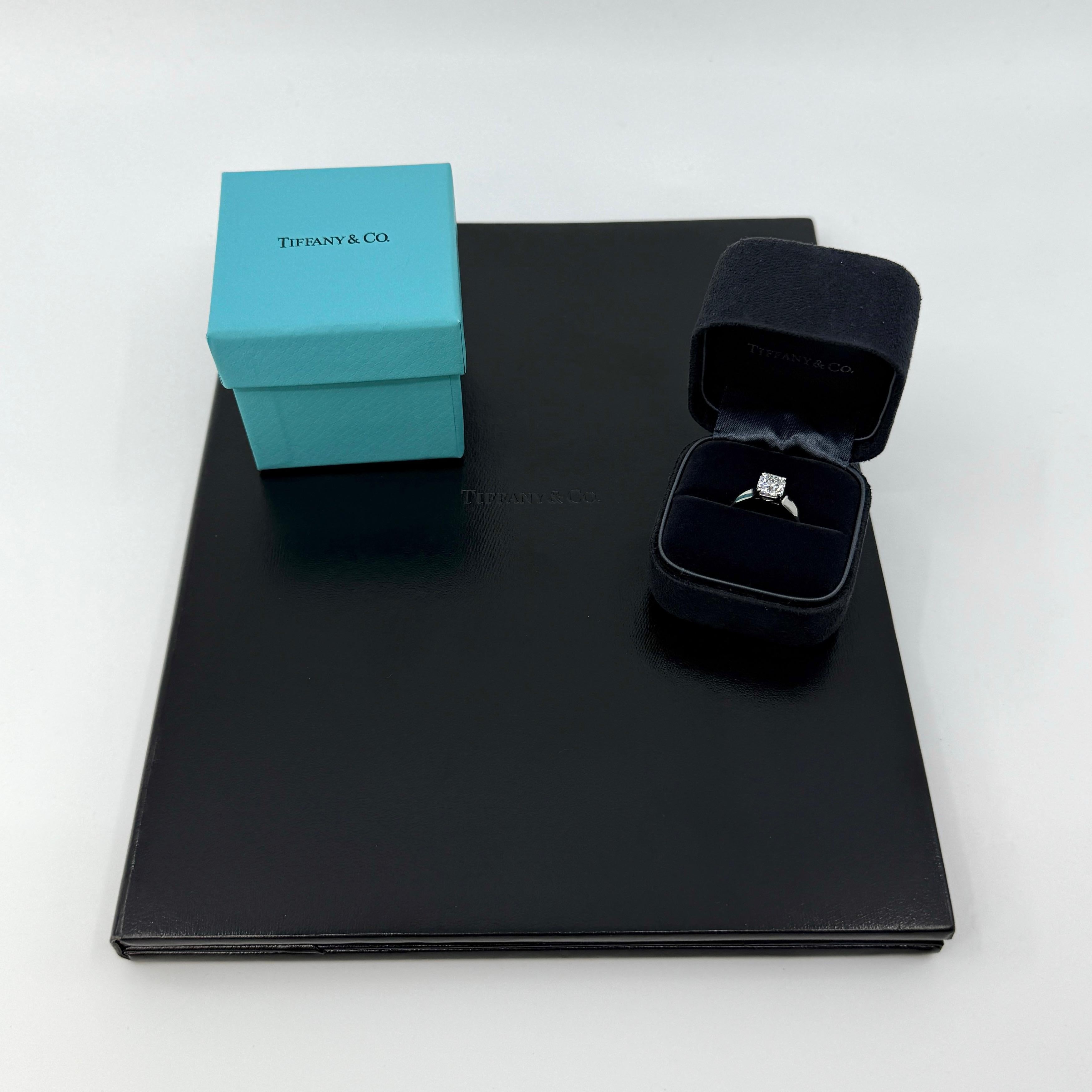 Rare Tiffany & Co. Lucida Square Cut Natural Diamond Platinum Solitaire Ring.

A beautifully made platinum ring from the highly sought after Tiffany Lucida collection, set with a top quality 1.21 carat square cut natural white diamond. Unique shape