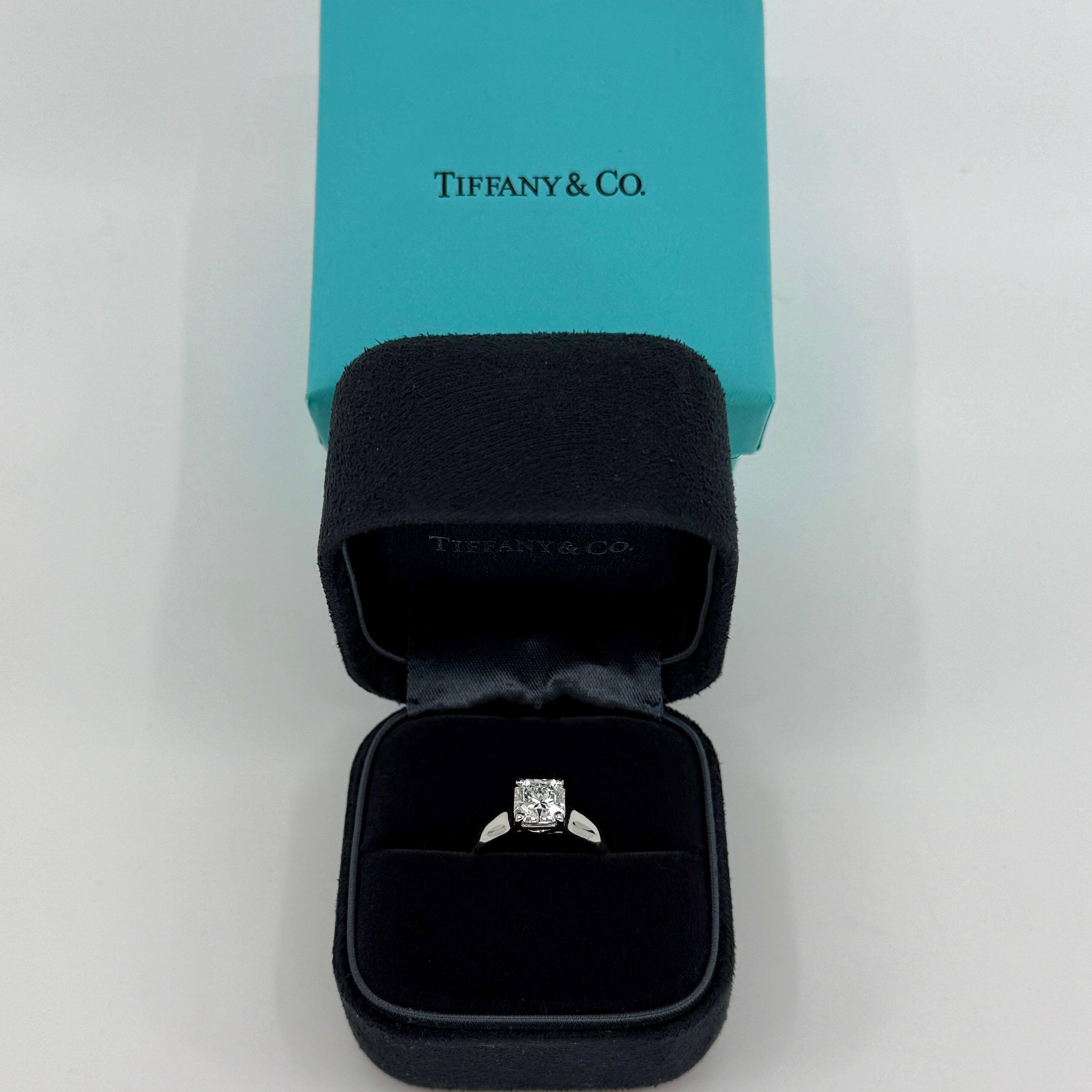 Tiffany & Co. Lucida 1.21ct Square Cut Diamond VVS1 E Platinum Solitaire Ring For Sale 5