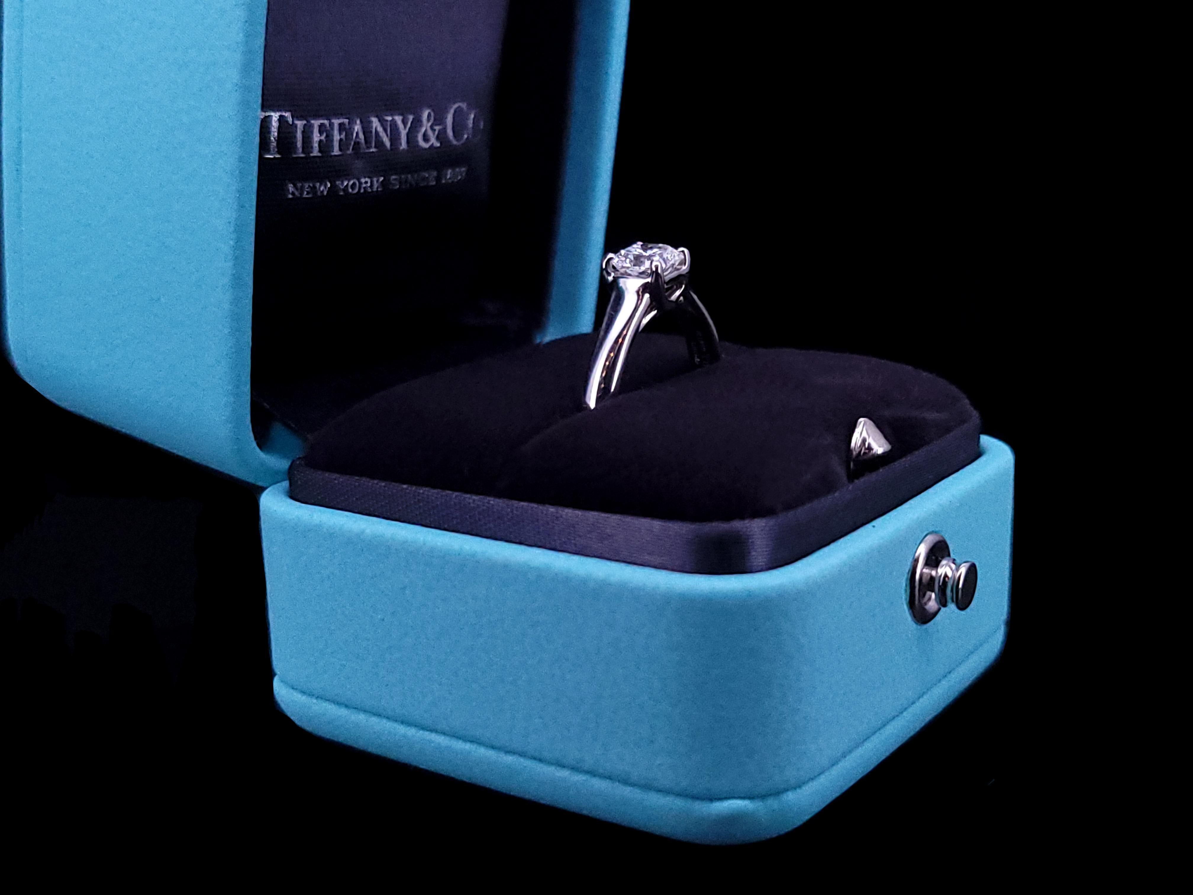 Square Cut Tiffany & Co. Lucida 950 solid platinum 0.59CTS diamond ring For Sale