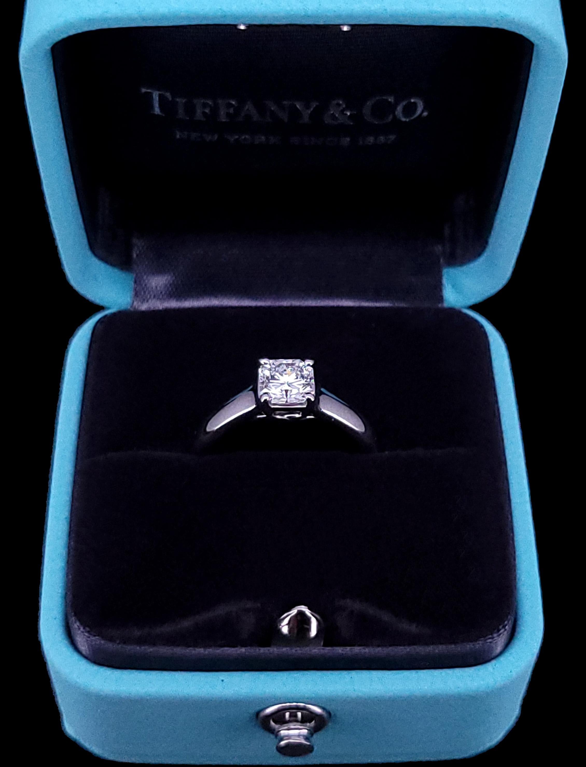 Tiffany & Co. Lucida 950 solid platinum 0.59CTS diamond ring For Sale 1