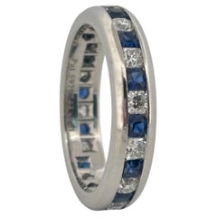 Tiffany & Co. Lucida Cut 1.00ctw Sapphire & 1.00ctw Diamond Eternity Band Ring