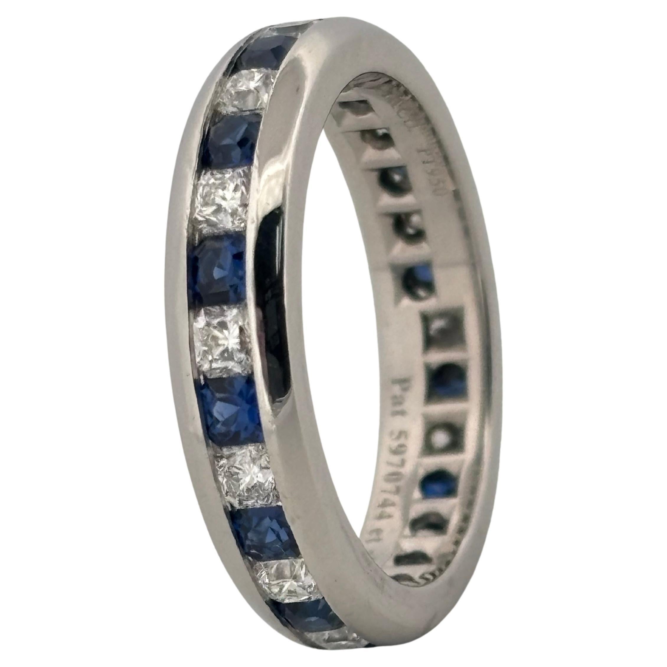 Moderno Tiffany & Co. Anello a fascia per l'eternità con zaffiro e diamante da 1,00 ct. con taglio Lucida in vendita