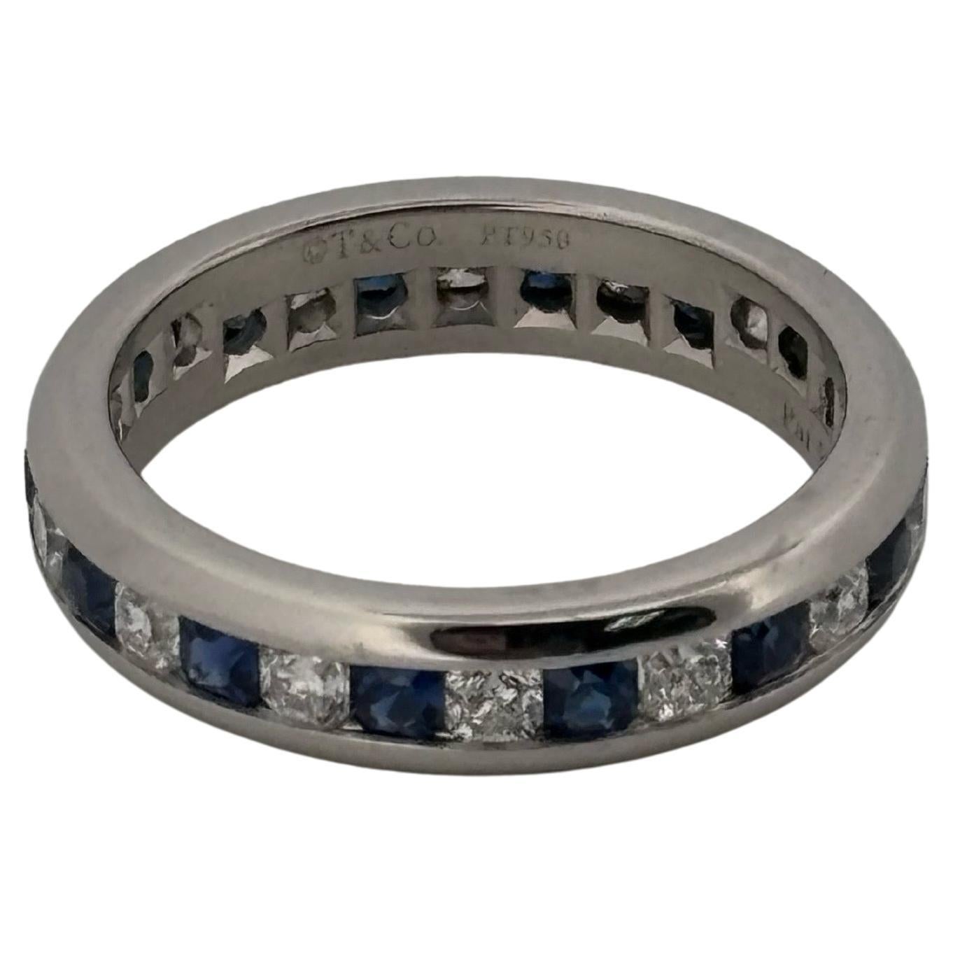 da uomo o donna Tiffany & Co. Anello a fascia per l'eternità con zaffiro e diamante da 1,00 ct. con taglio Lucida in vendita