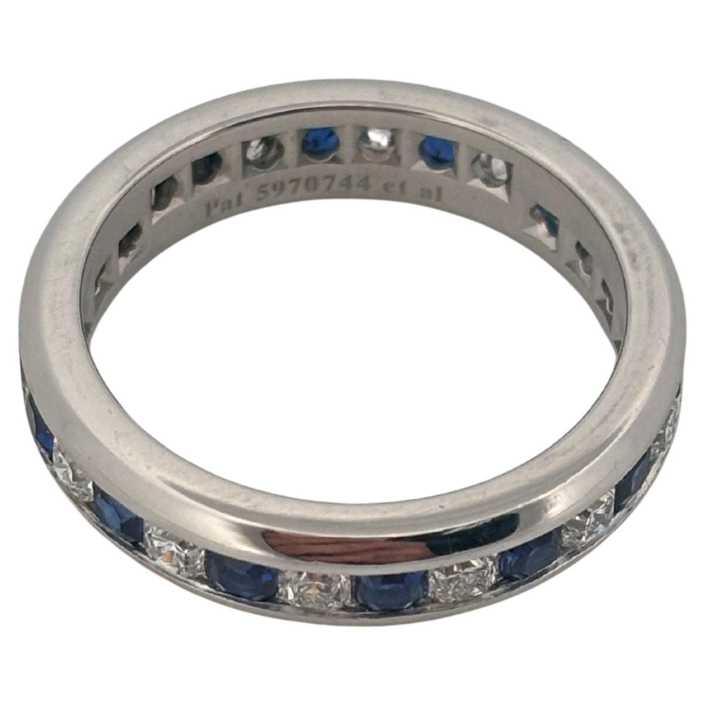 Tiffany & Co. Anello a fascia per l'eternità con zaffiro e diamante da 1,00 ct. con taglio Lucida in vendita 1