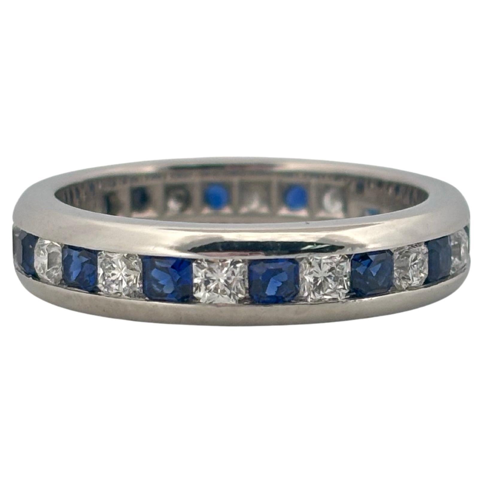 Tiffany & Co. Bague d'éternité Lucida Cut 1.00ctw Sapphire & 1.00ctw Diamond Eternity Band