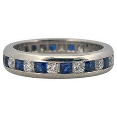 Tiffany & Co. Lucida Cut 1.00ctw Sapphire & 1.00ctw Diamond Eternity Band Ring