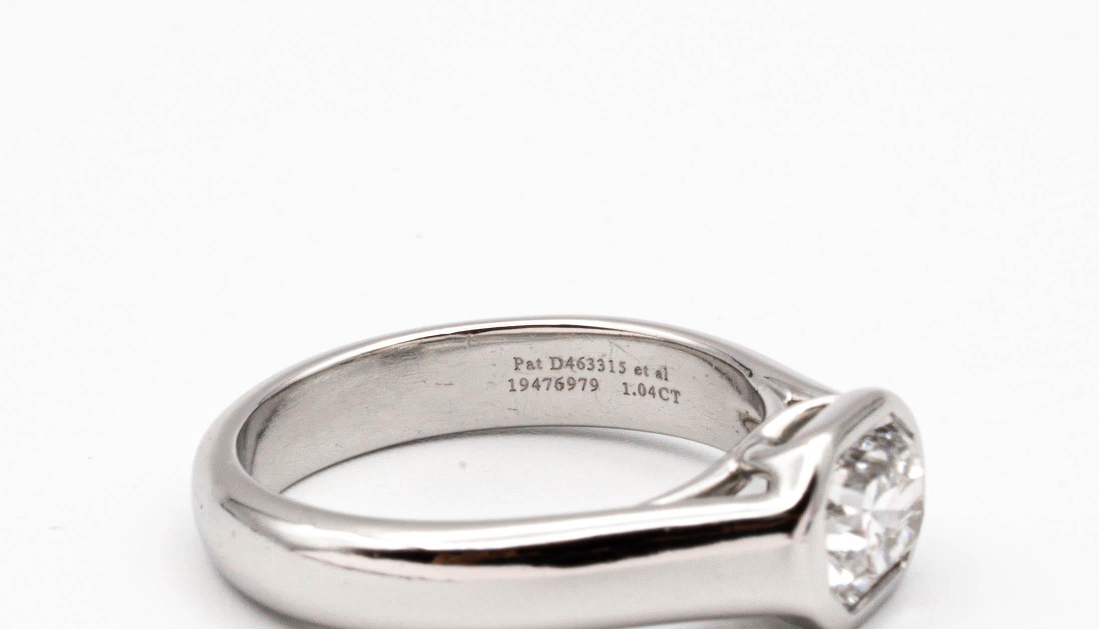Tiffany & Co. Lucida Cut 1.04 Carat E VVS2 Bezel Set Platinum Ring 1