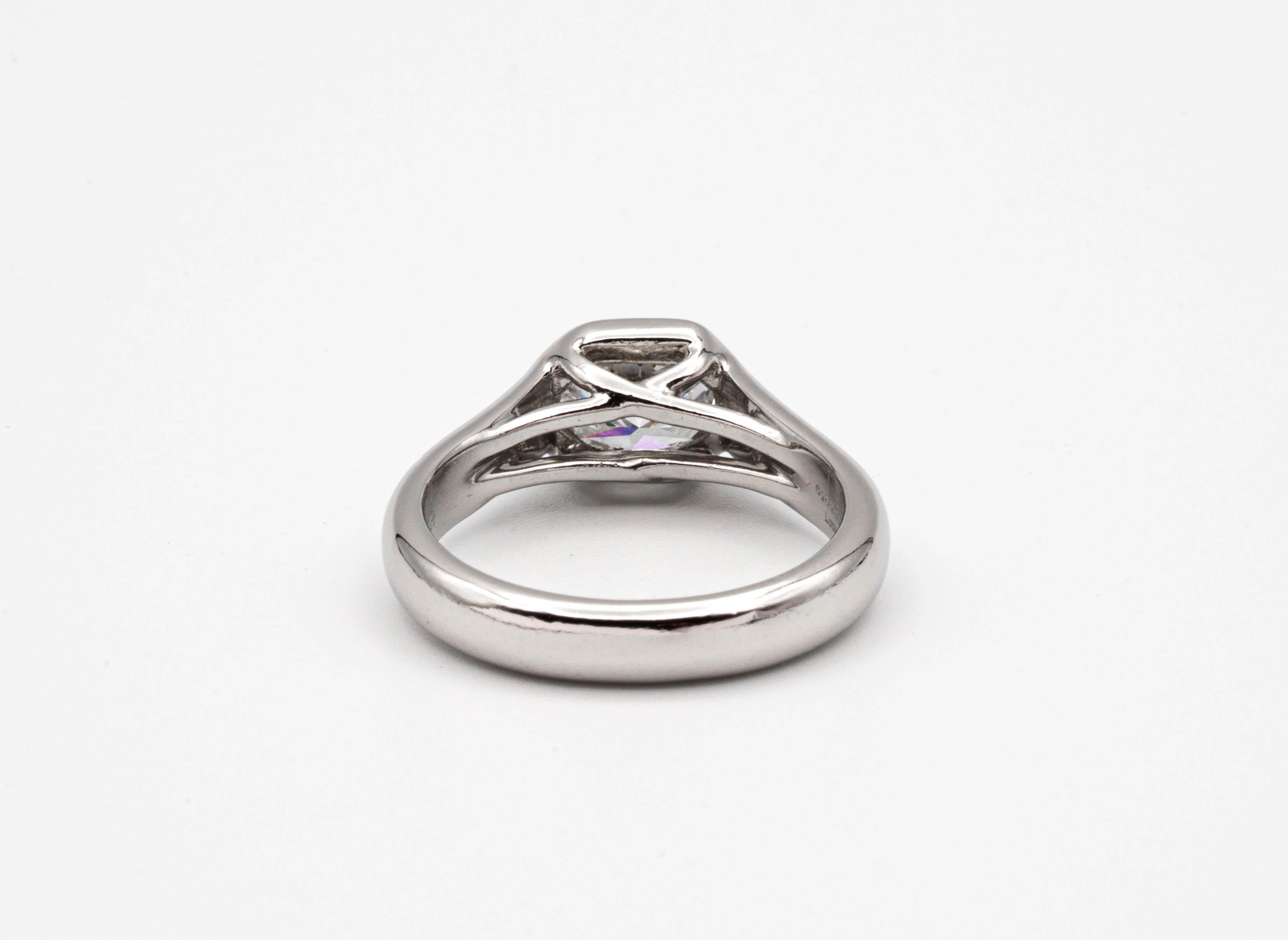 Radiant Cut Tiffany & Co. Lucida Cut 1.04 Carat E VVS2 Bezel Set Platinum Ring
