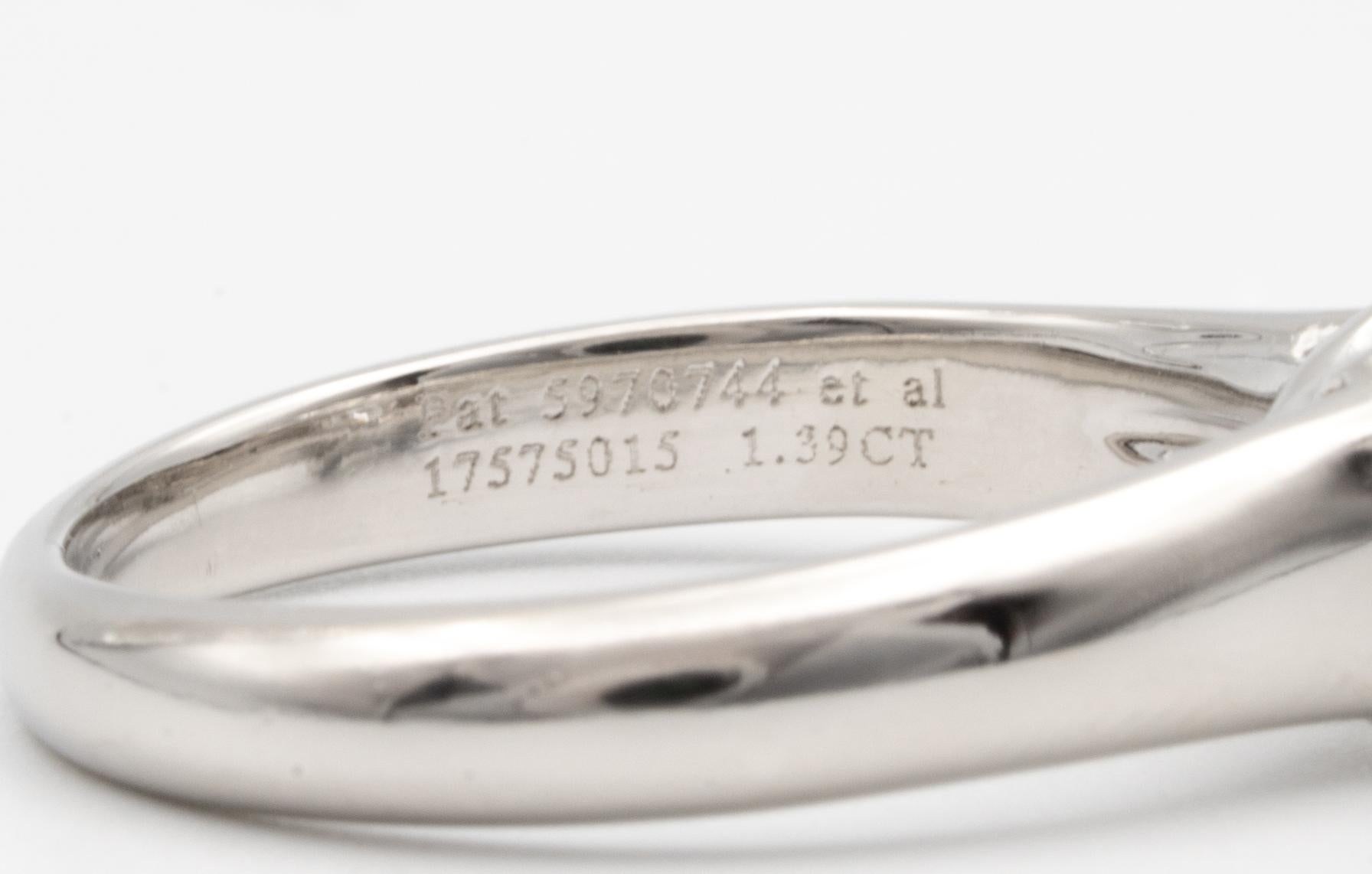 Tiffany & Co. Lucida Cut 1.39 Carat H VVS2 Engagement Ring In Excellent Condition In New York, NY