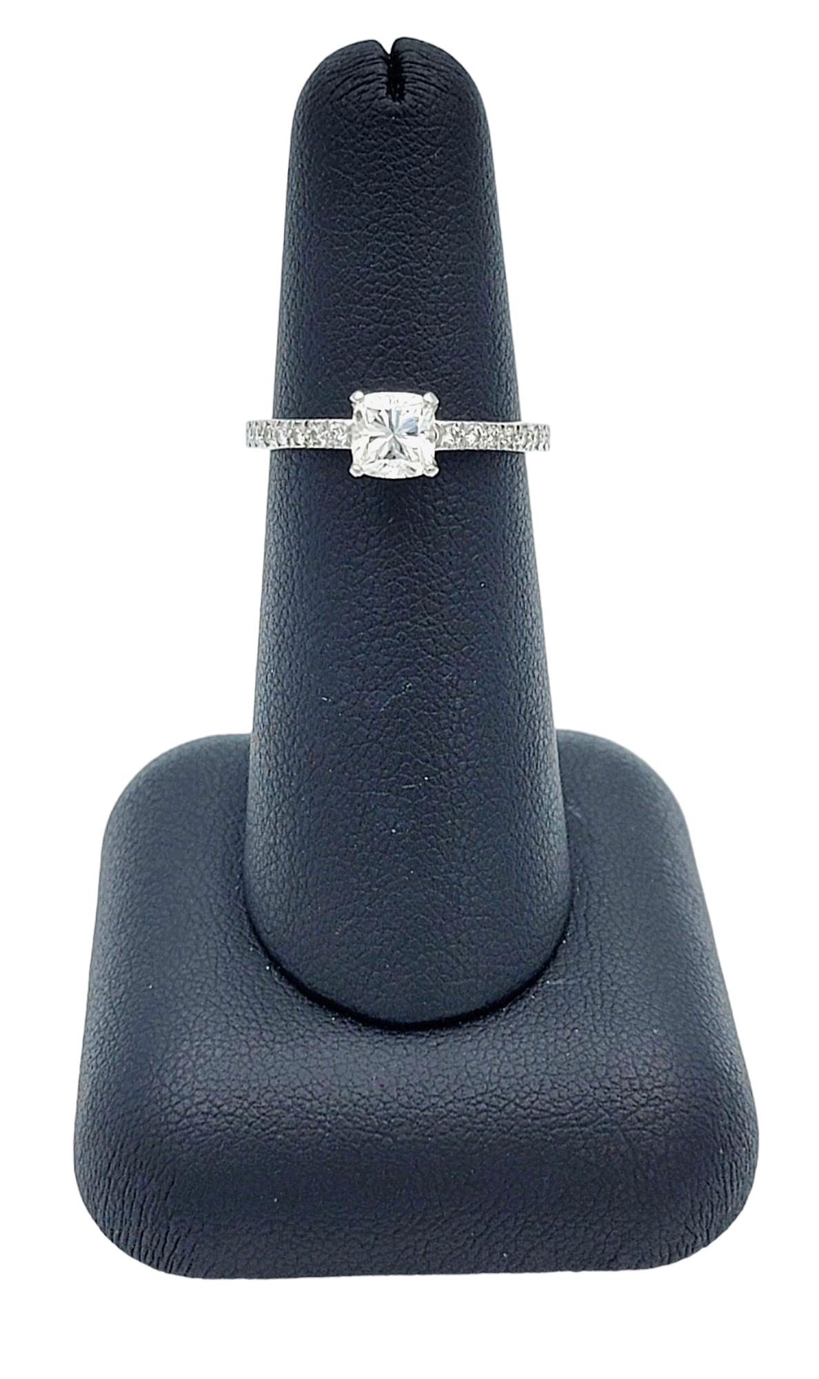 Tiffany & Co. Lucida Cut .70 Diamond Engagement Ring in Platinum with Pave Band For Sale 3