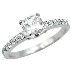 Tiffany & Co. Lucida Cut .70 Diamond Engagement Ring in Platinum with Pave Band