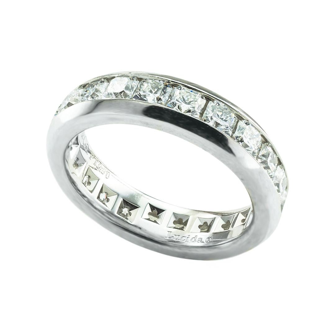 Brilliant Cut Tiffany & Co Lucida Cut Diamond 2.50 Carat Platinum Eternity Ring Size 5 3/4 For Sale