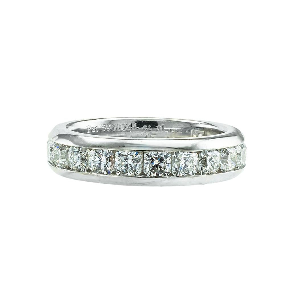 Tiffany & Co Lucida Cut Diamond 2.50 Carat Platinum Eternity Ring Size 5 3/4 In Good Condition For Sale In Los Angeles, CA