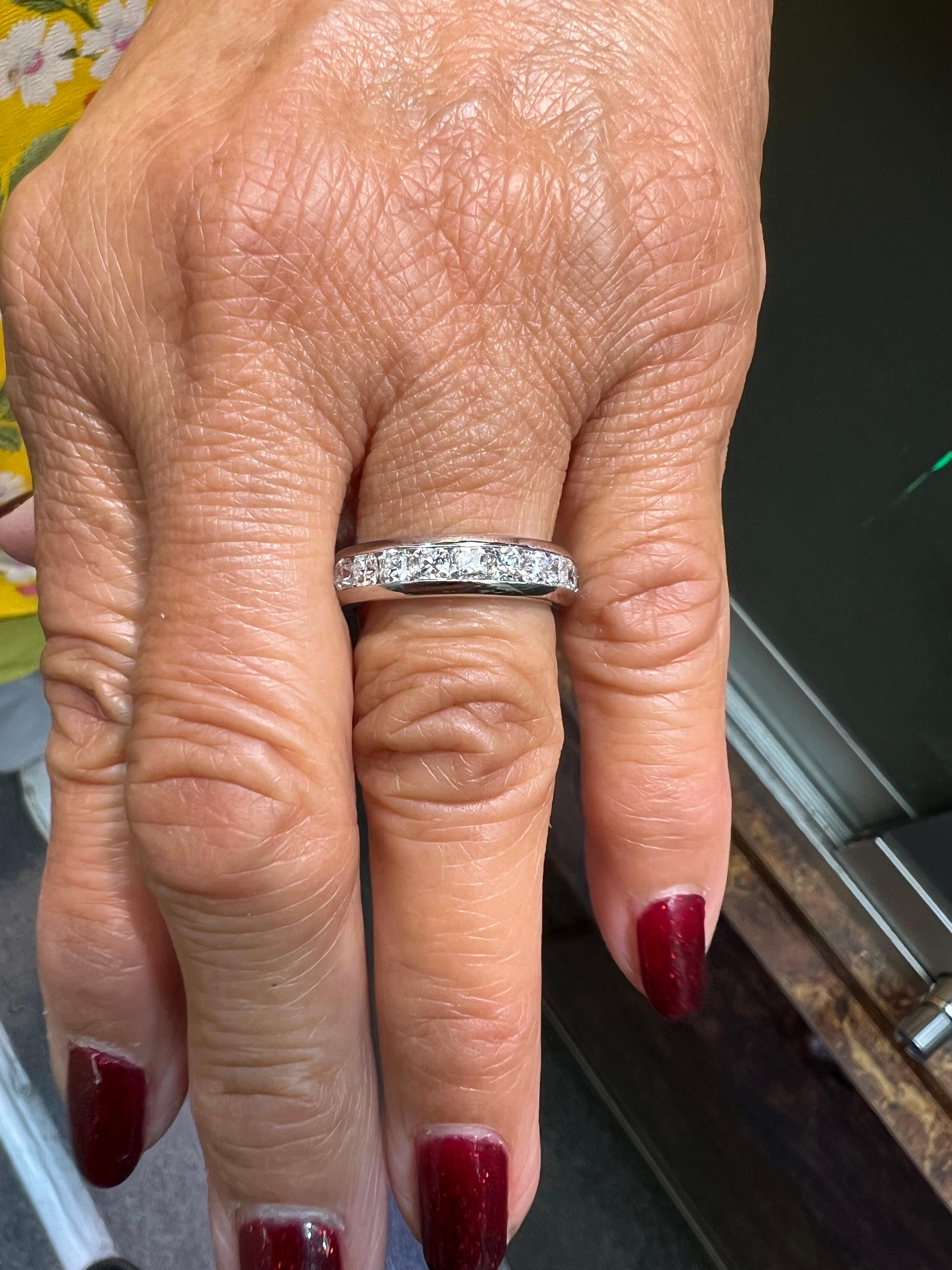 Tiffany & Co Lucida Cut Diamond 2.50 Carat Platinum Eternity Ring Size 5 3/4 In Good Condition For Sale In Los Angeles, CA