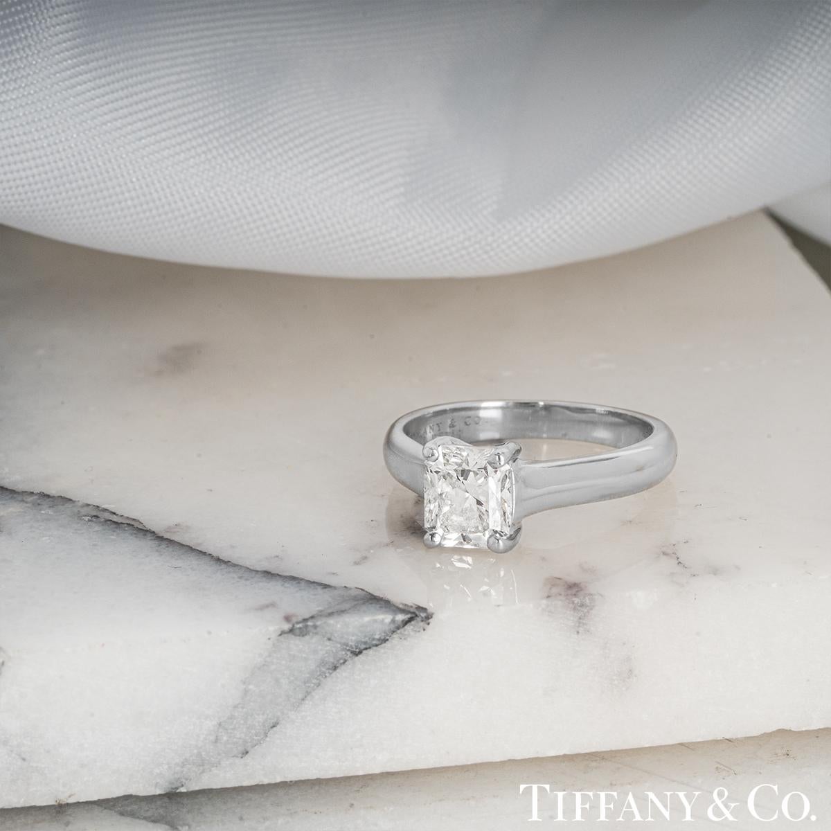 Women's Tiffany & Co. Lucida Cut Diamond Engagement Ring 1.13 Carat/D Color GIA Cert For Sale