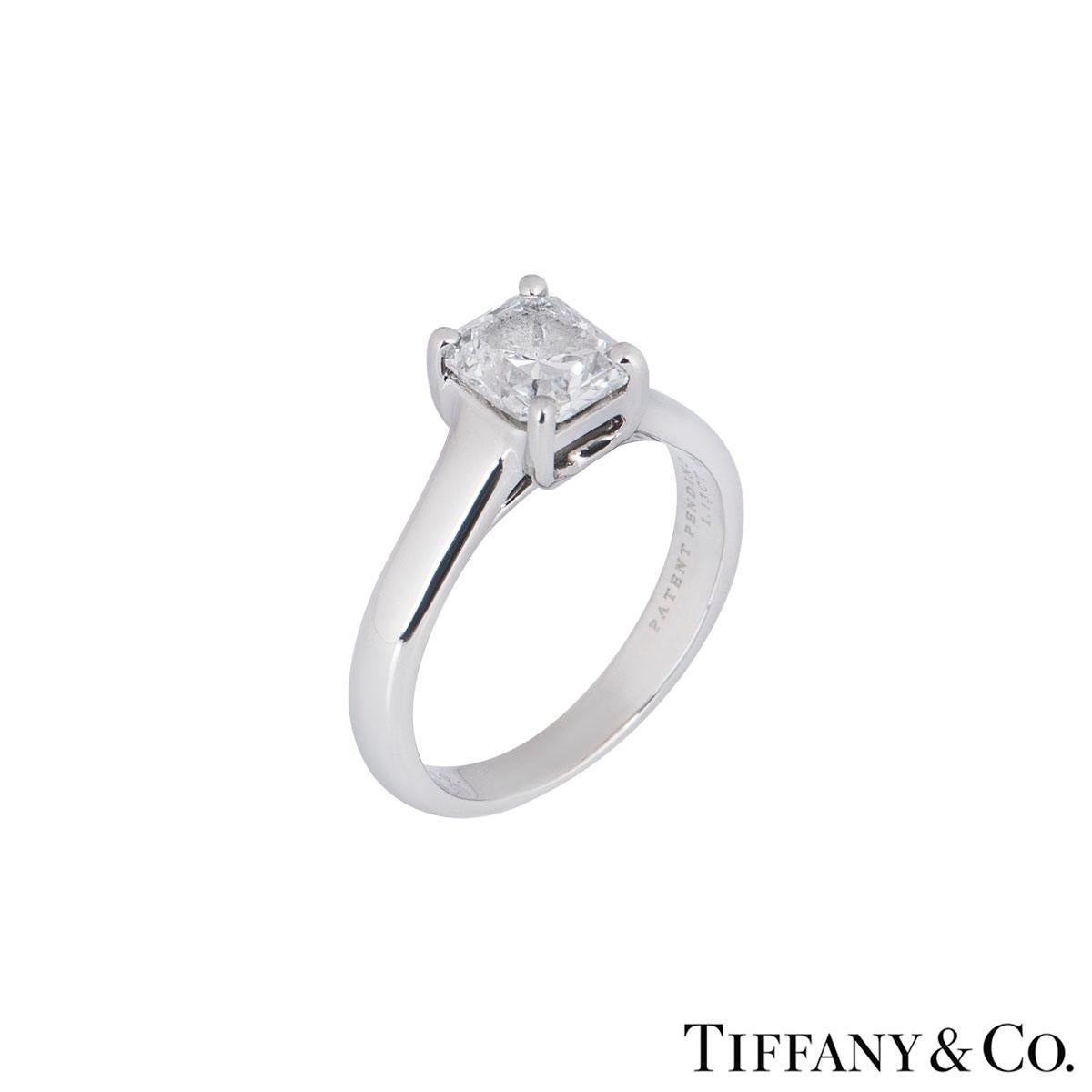 A stunning platinum Tiffany & Co. diamond ring from the Lucida collection. The ring comprises of a Lucida cut diamond in a 4 claw setting with a weight of 1.13ct, D colour and VVS2 clarity. The ring is a size UK J/US 4.75/EU 49 but can be adjusted