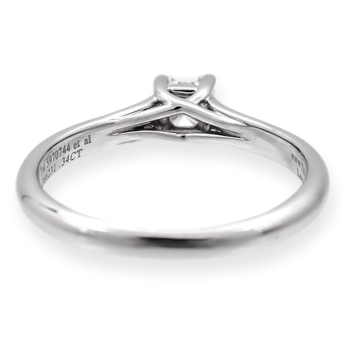 Contemporary Tiffany & Co. Lucida Cut Diamond Engagement Ring .34 Ct E-F VVS For Sale