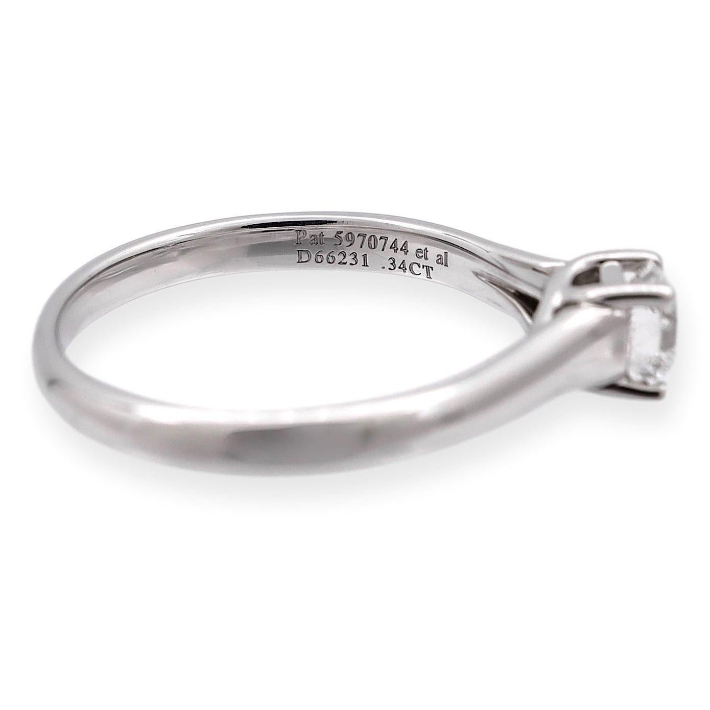 Square Cut Tiffany & Co. Lucida Cut Diamond Engagement Ring .34 Ct E-F VVS For Sale