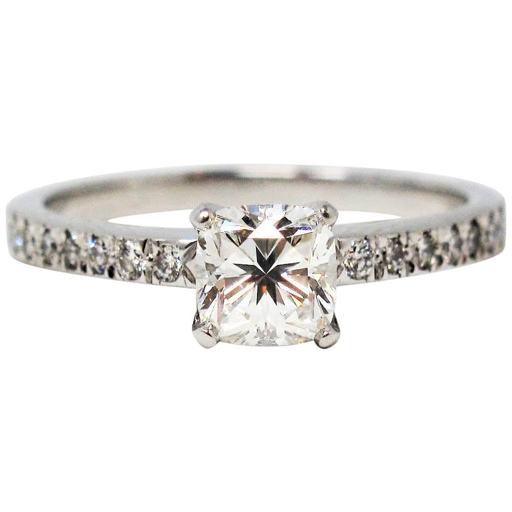 Tiffany & Co. Lucida Cut Diamond Engagement Ring in Platinum with Pave Band
