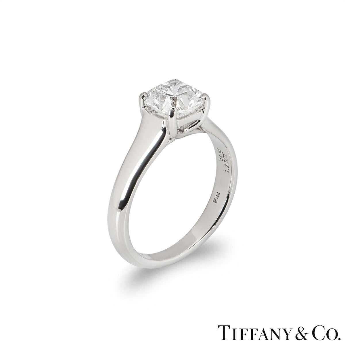 Taille mixte Tiffany & Co. Bague solitaire en diamant taille Lucida de 1,27 carat certifiée GIA