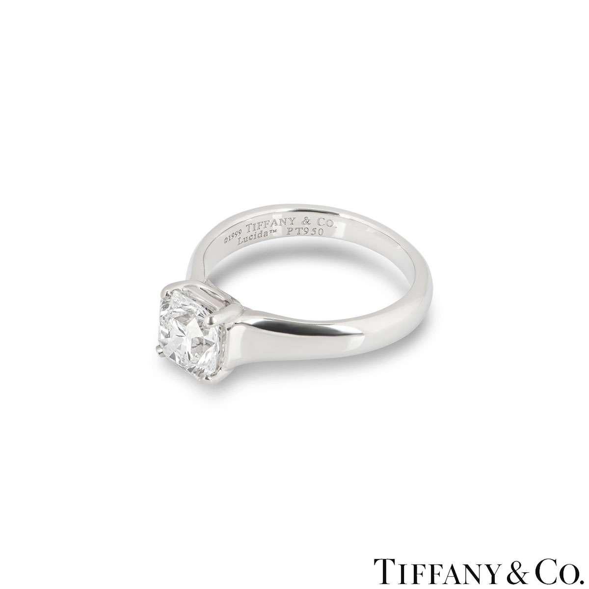 Tiffany & Co. Bague solitaire en diamant taille Lucida de 1,27 carat certifiée GIA Excellent état - En vente à London, GB