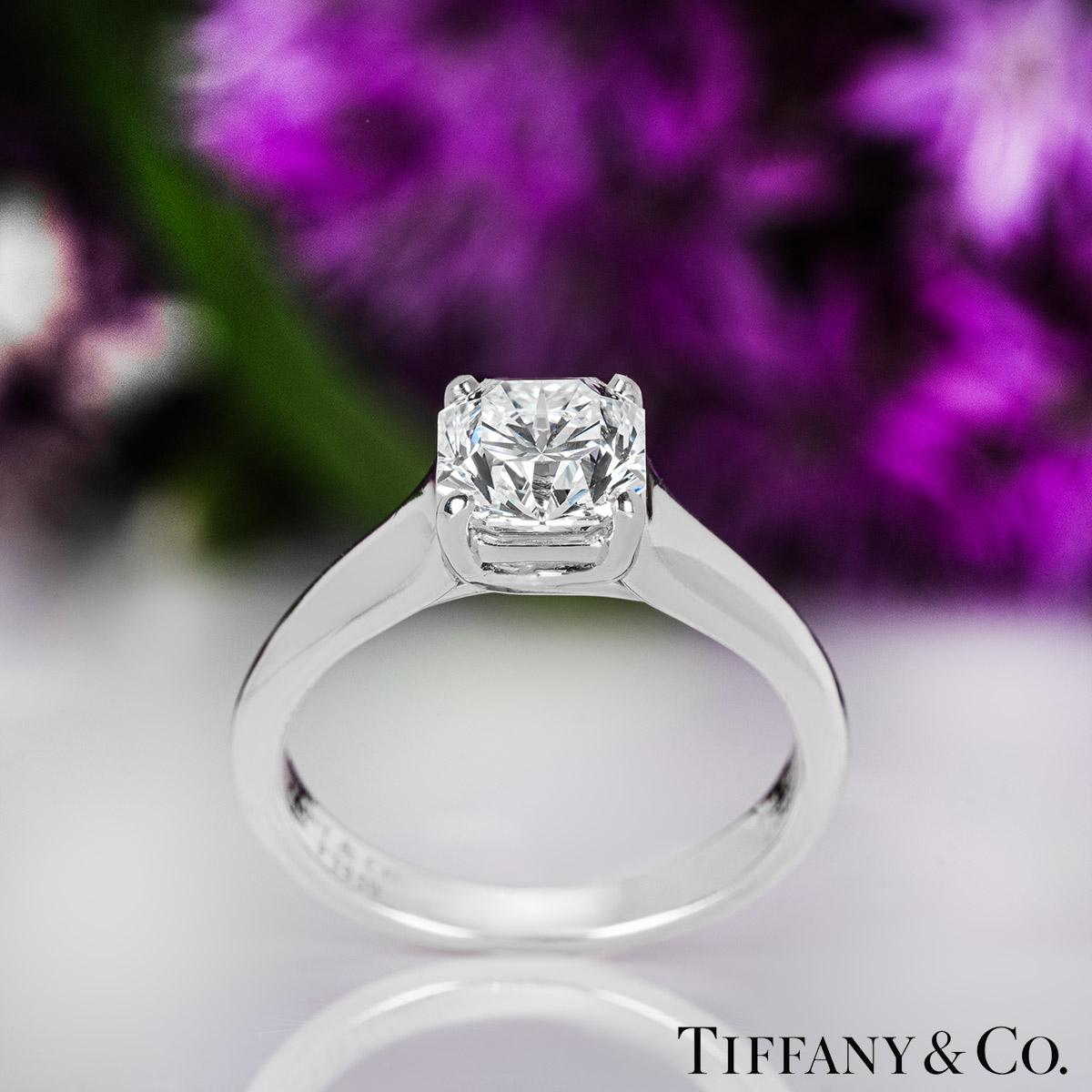Tiffany & Co. Lucida Cut Diamond Solitaire Ring 1.27 Carat GIA Certified In Excellent Condition For Sale In London, GB