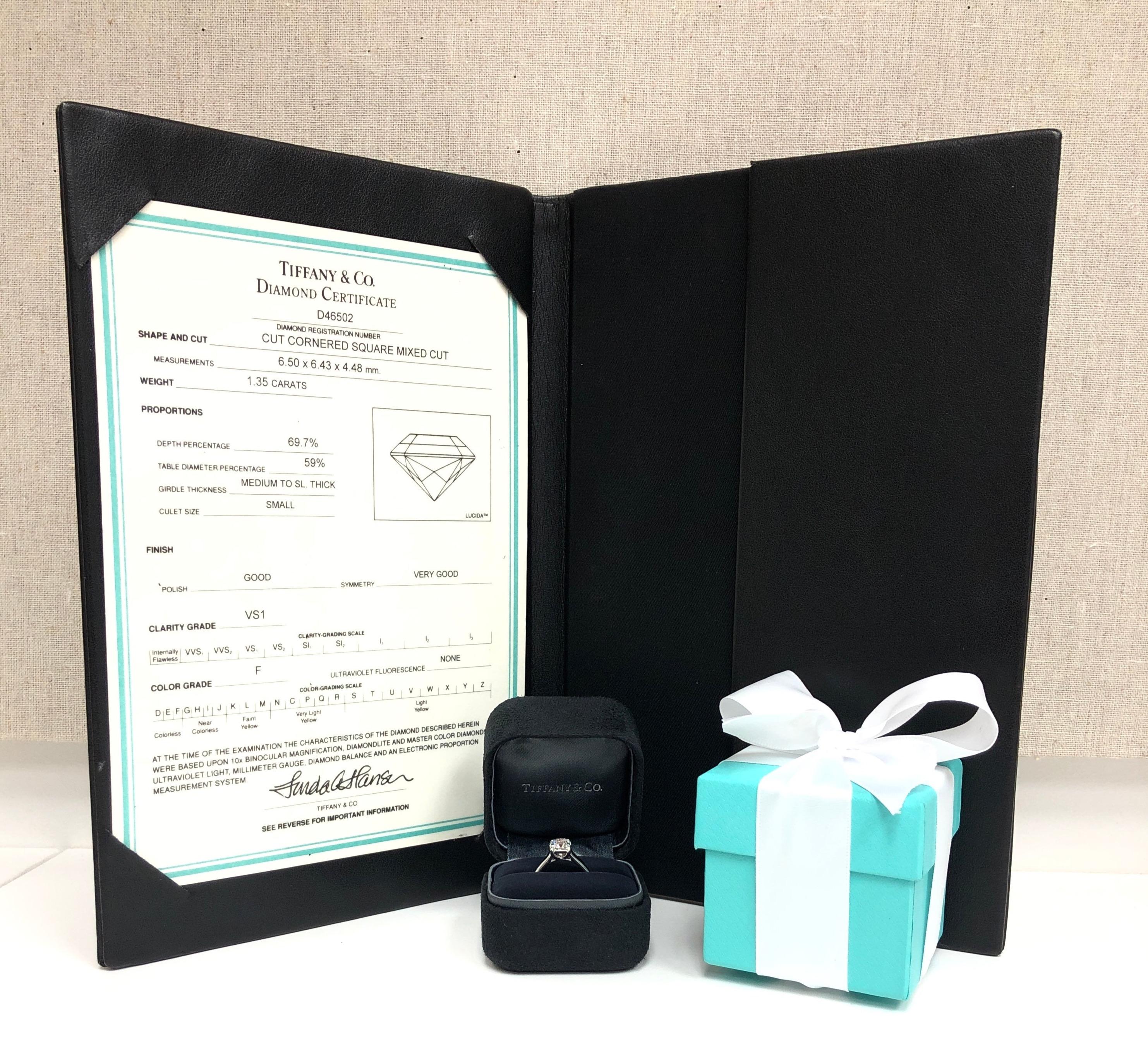 Tiffany & Co. Lucida Diamond Engagement Ring 1.35 Ct F VS1 in Platinum 5