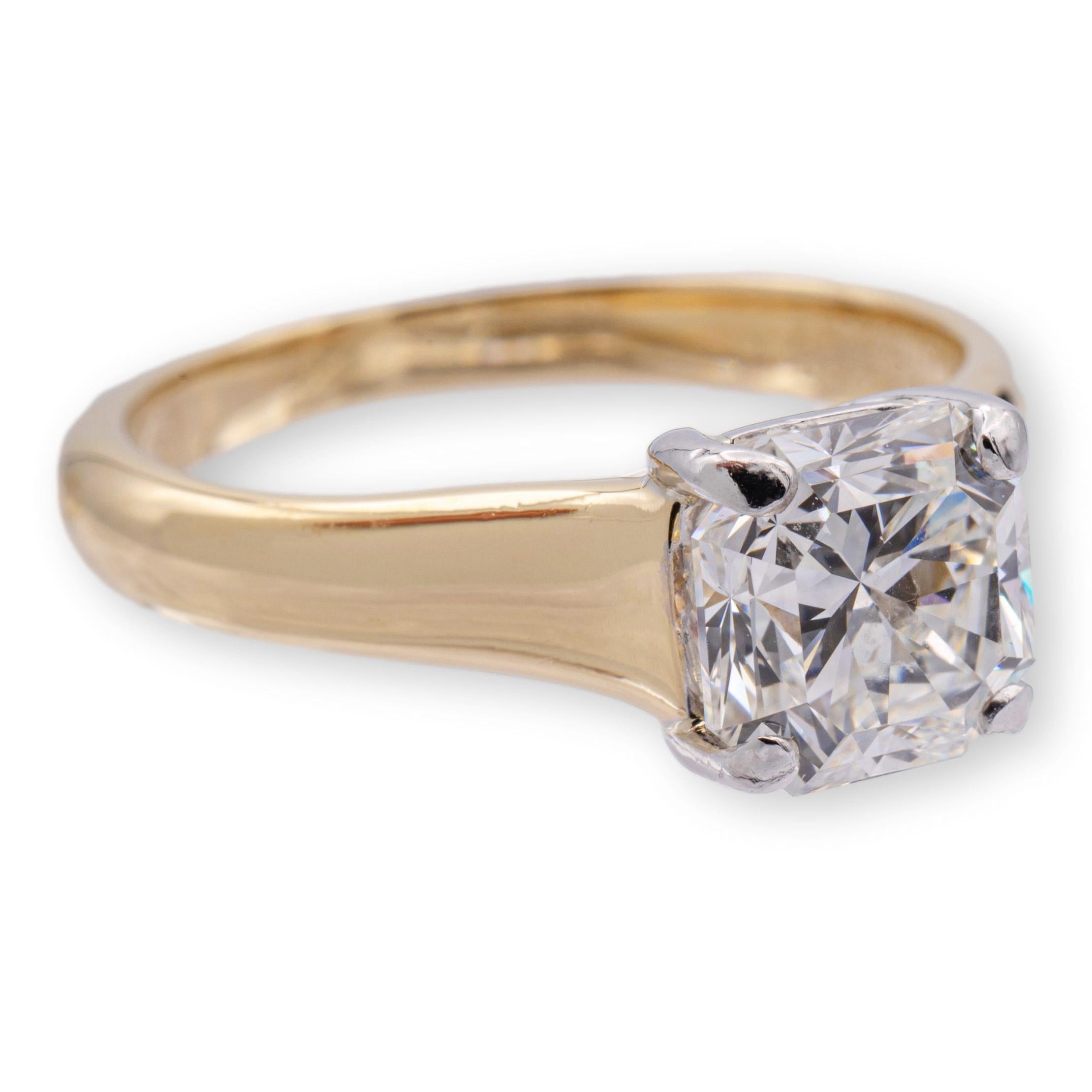 Tiffany & Co engagement ring finely crafted in platinum with a 1.50 carat center , I color VS1 clarity center lucida cut diamond.  Fully Hallmarked with Tiffany logos, metal content and serial numbers. 

Ring Specifications
Brand: Tiffany &