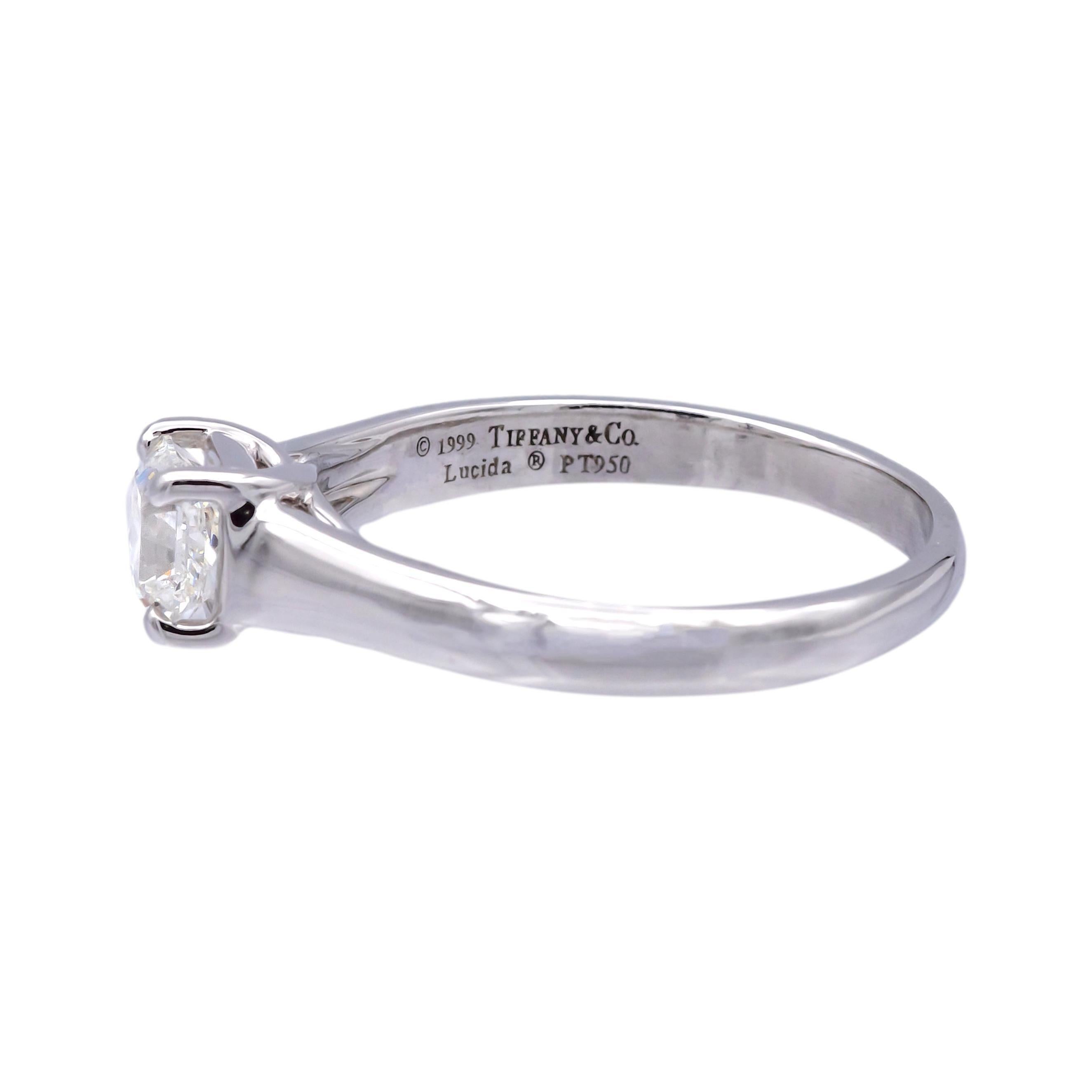 Contemporary Tiffany & Co. Lucida Diamond Engagement Ring .60ct H VVS2 in Platinum