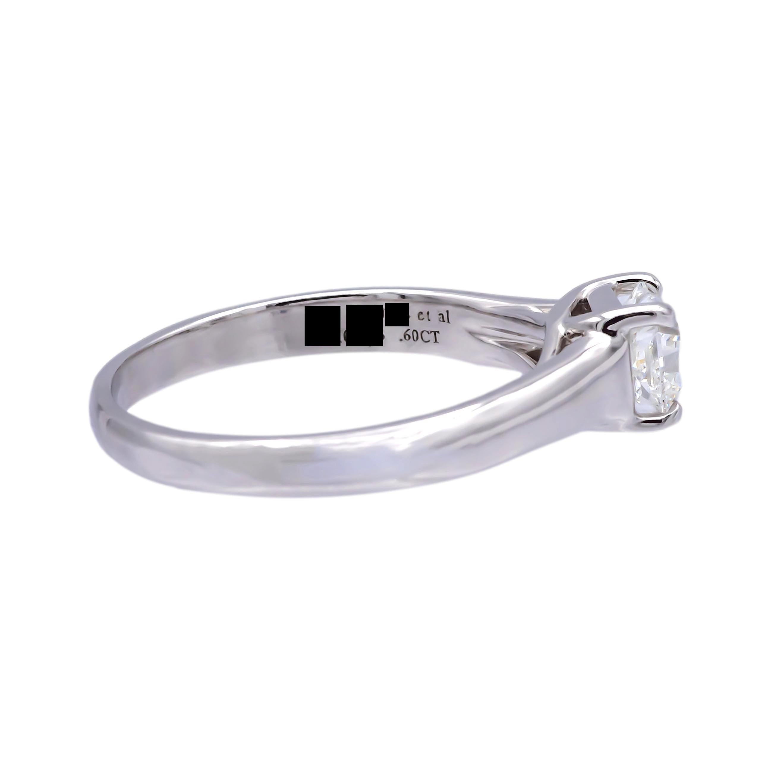 Tiffany & Co. Lucida Diamond Engagement Ring .60ct H VVS2 in Platinum In Excellent Condition In New York, NY