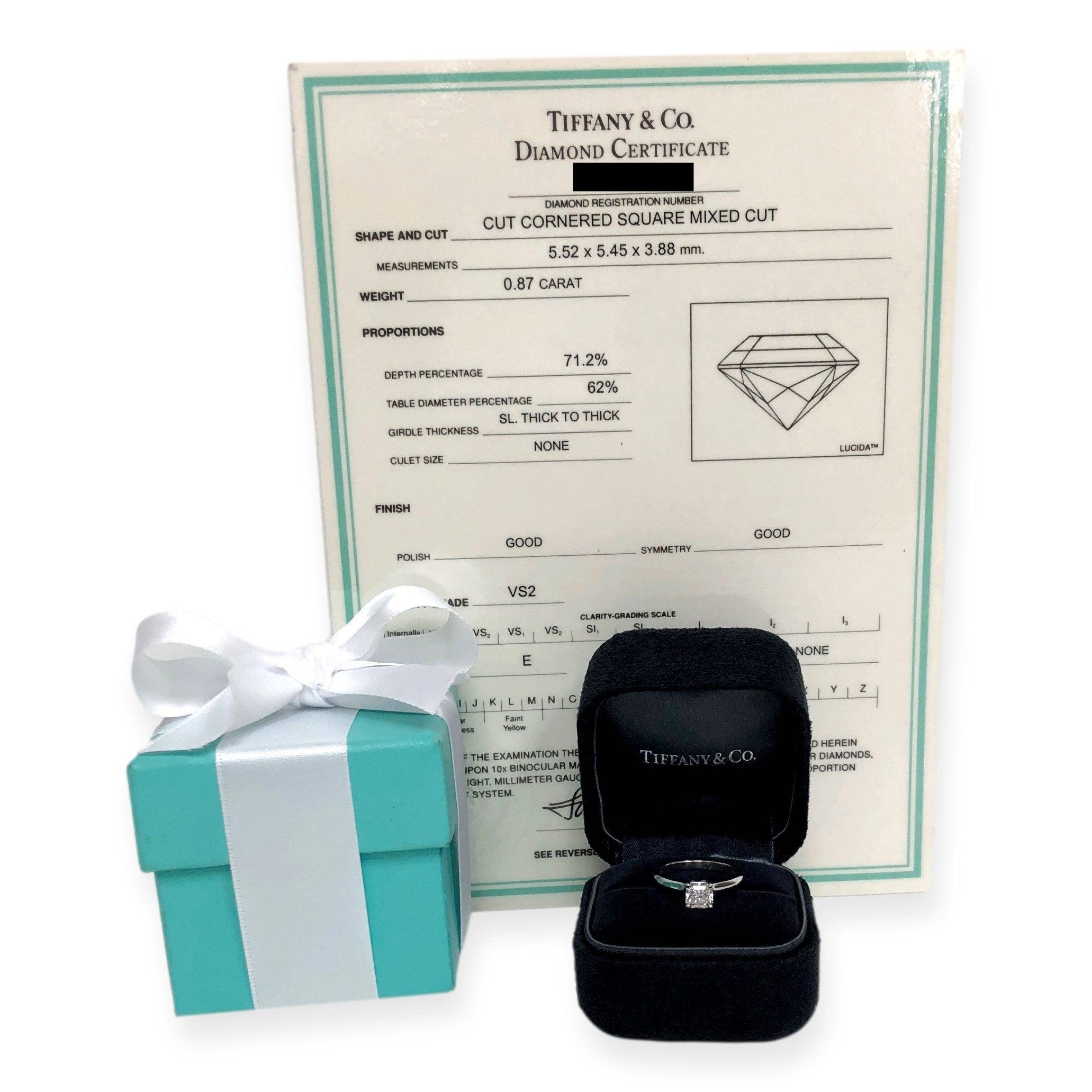 Tiffany & Co. Lucida Verlobungsring .87 Karat EVS2 aus Platin mit Diamanten im Angebot 4