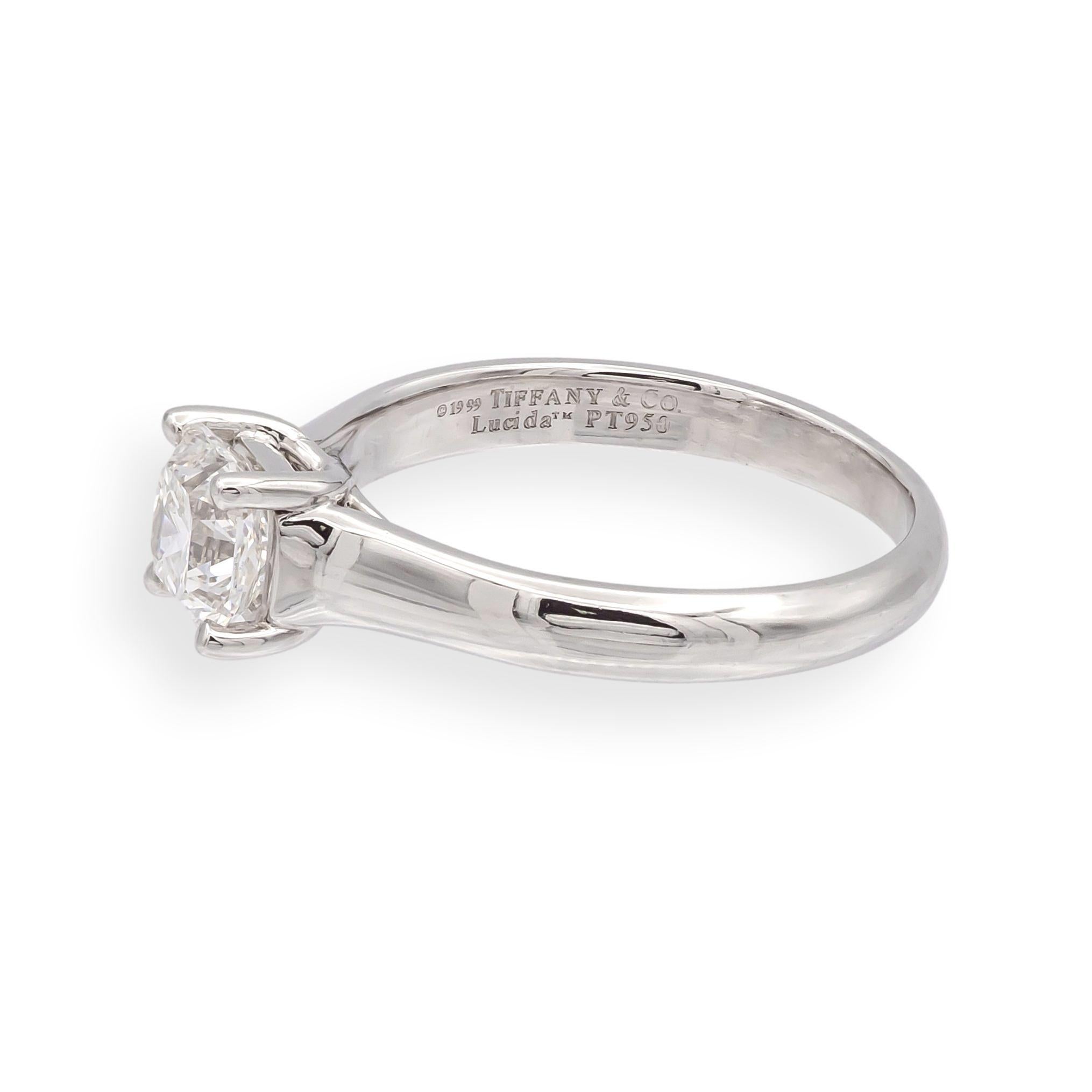 Tiffany & Co. Lucida Verlobungsring .87 Karat EVS2 aus Platin mit Diamanten (Zeitgenössisch) im Angebot