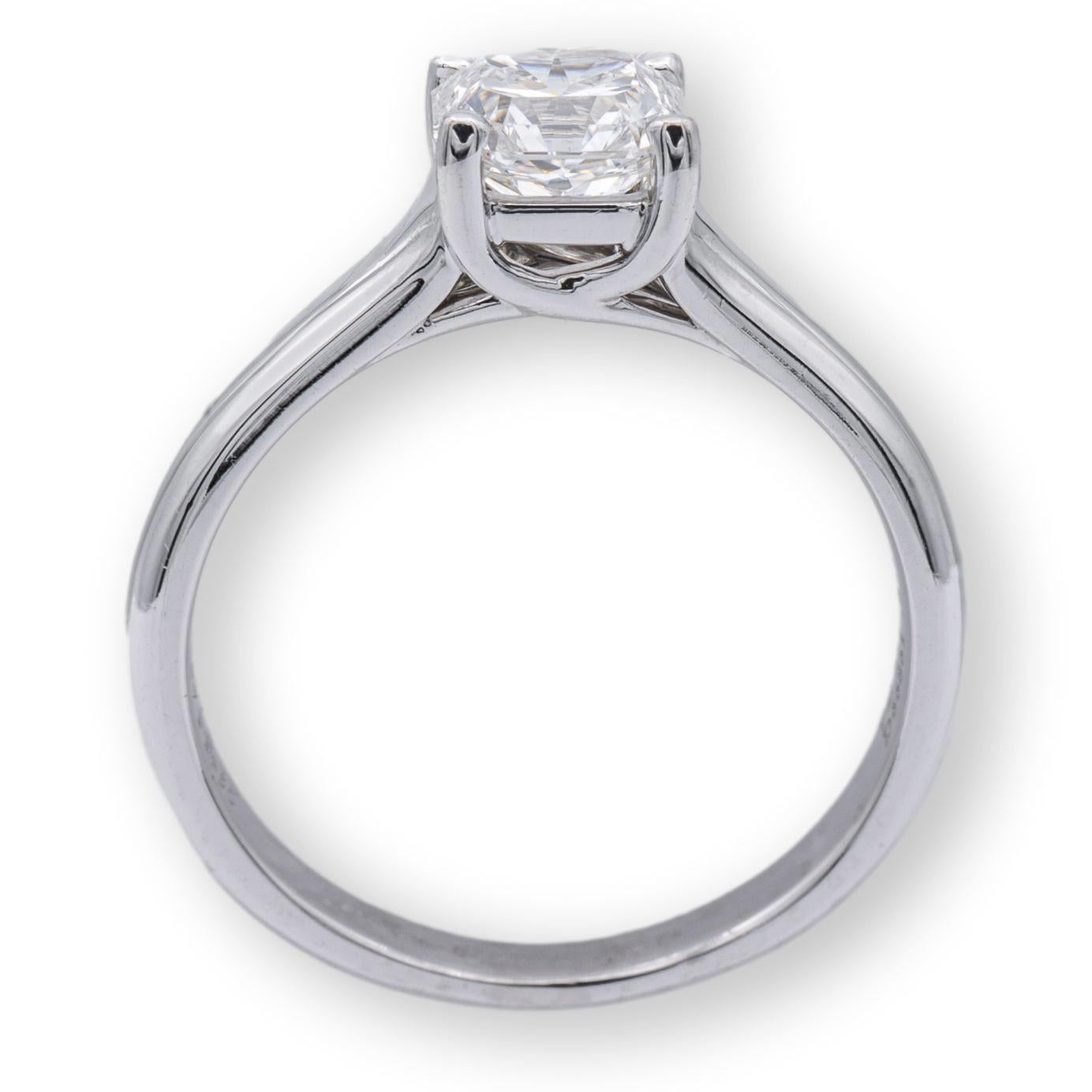 Square Cut Tiffany & Co. Lucida Diamond Engagement Ring .87ct EVS2 in Platinum For Sale
