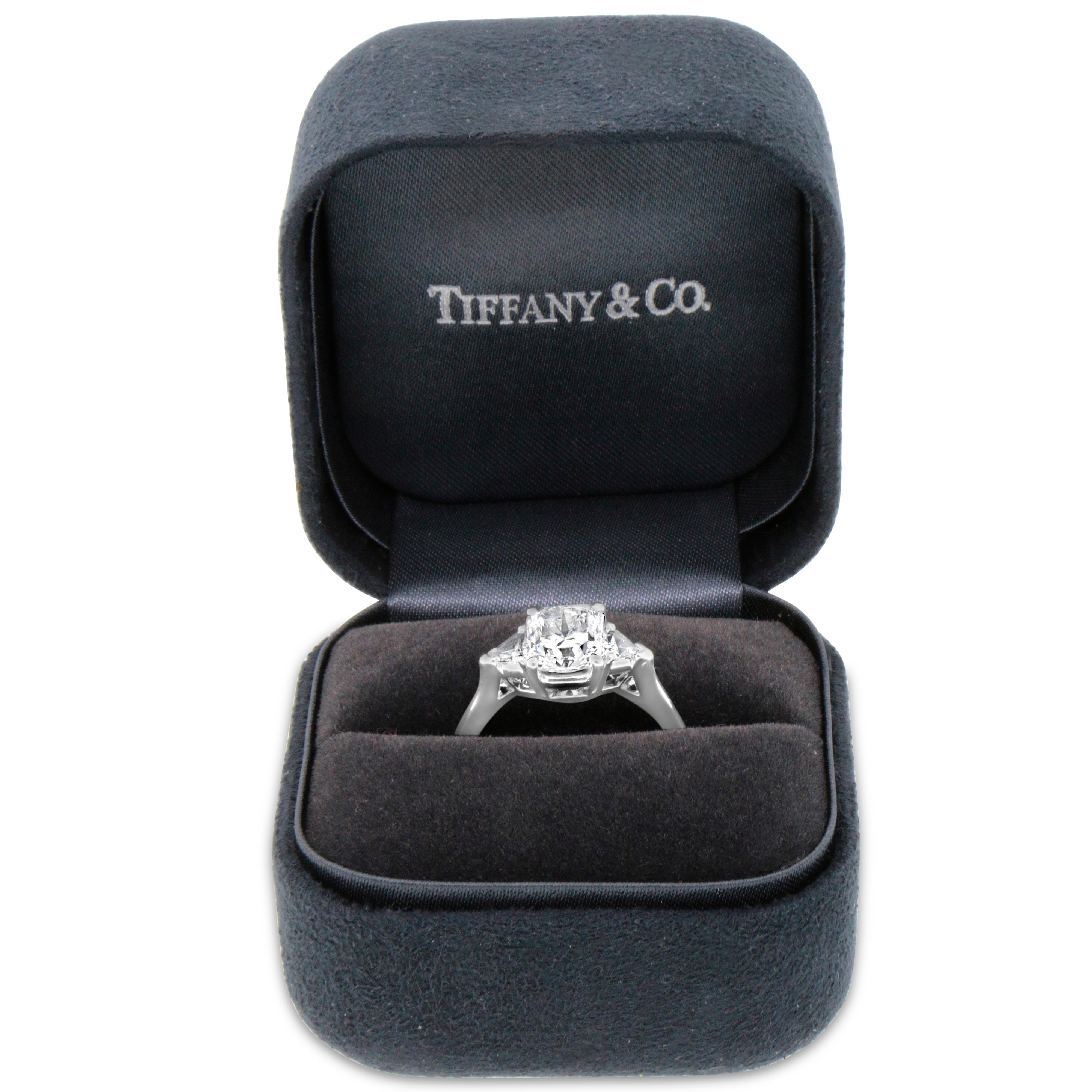 Tiffany developed its square-shaped, mixed-cut stone, the Lucida, first launched in 1999. Named after the brightest star in a constellation, the Lucida solitaire diamond sits beautifully atop an open, curved diamond band in a crossover, four-prong
