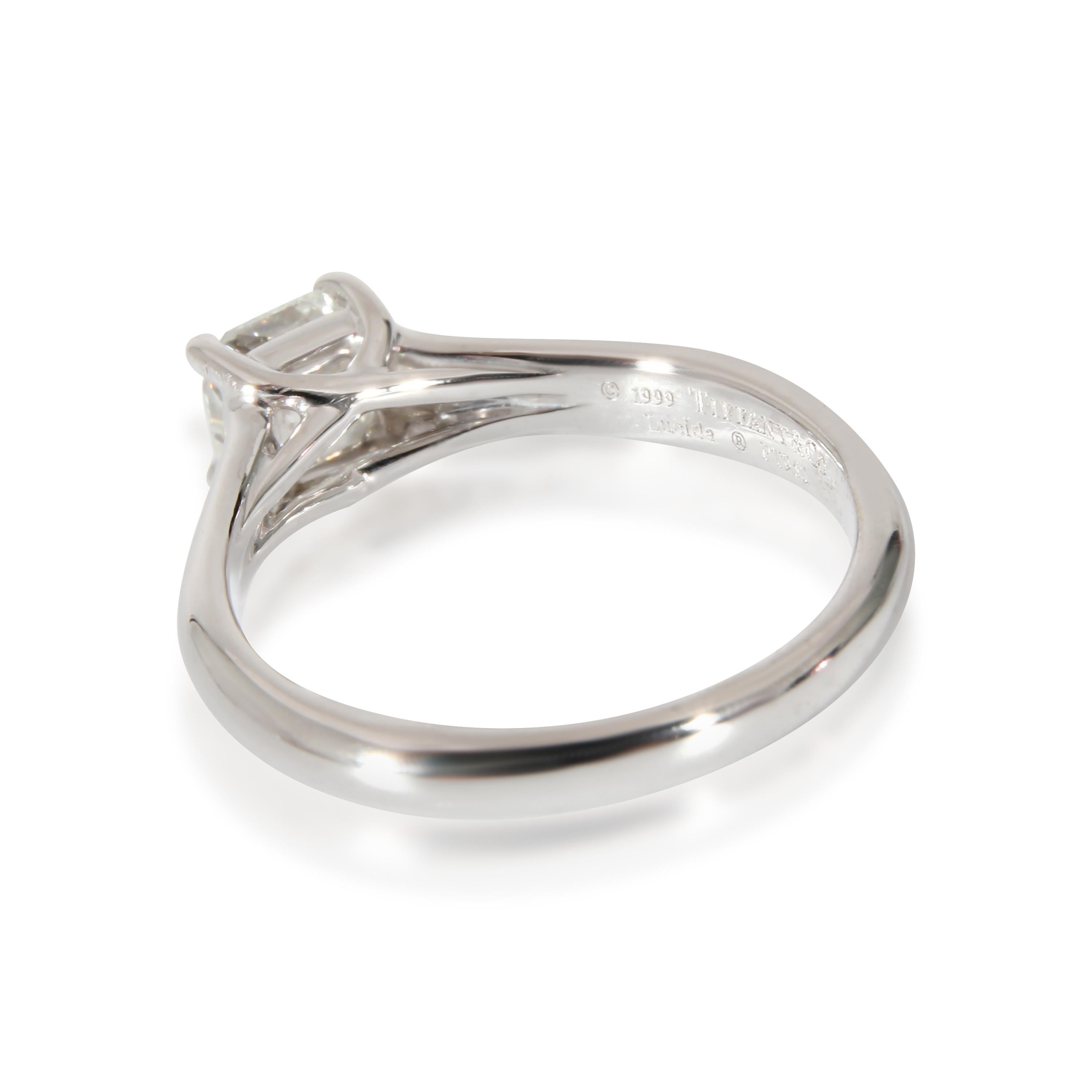 Tiffany & Co. Lucida Diamond Engagement Ring in Platinum G VVS2 0.63 CTW In Excellent Condition For Sale In New York, NY