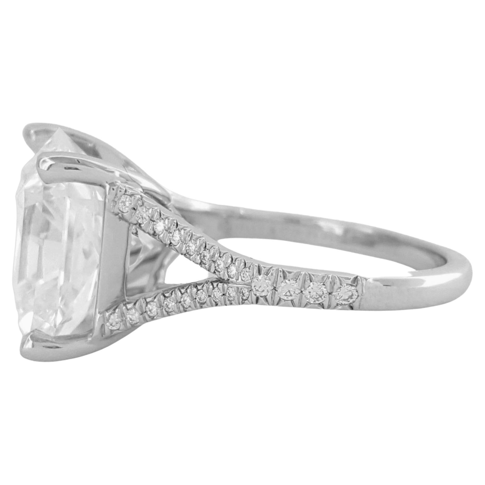 Tiffany & Co. 3.65 ct Platinum Lucida Square Brilliant Cut Diamond Split Shank Engagement Ring.



The ring weighs 6.1 gram, size 6, the center is a Lucida Cut-Cornered Square Brilliant Cut diamond weighing 3.48 ct, G in color, VVS1 in clarity. The