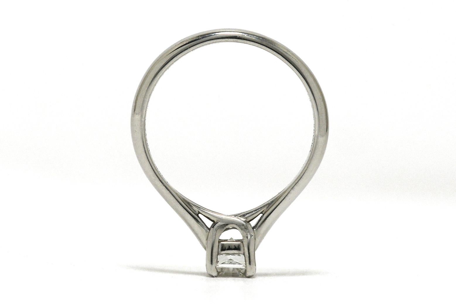 Tiffany & Co. Lucida Diamond Solitaire Platinum Ring Radiant Cut 0.66 Carat In Good Condition In Santa Barbara, CA