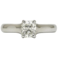 Tiffany & Co. Lucida Diamond Solitaire Platinum Ring Radiant Cut 0.66 Carat