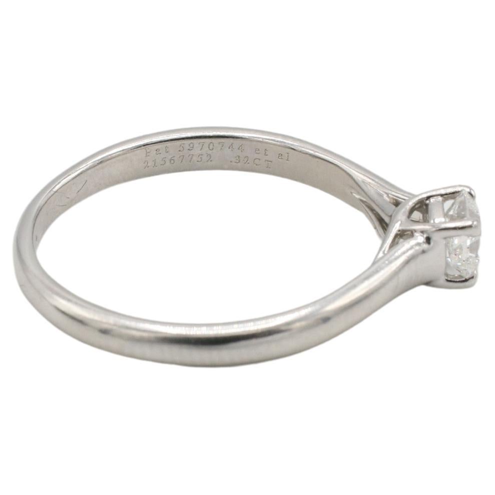 Contemporary Tiffany & Co. Lucida Platinum 0.32ct Natural Diamond Solitaire Engagement Ring For Sale