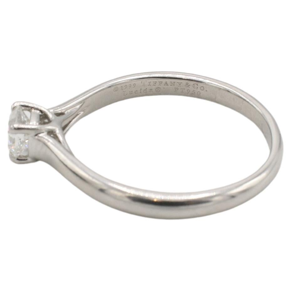 Asscher Cut Tiffany & Co. Lucida Platinum 0.32ct Natural Diamond Solitaire Engagement Ring For Sale