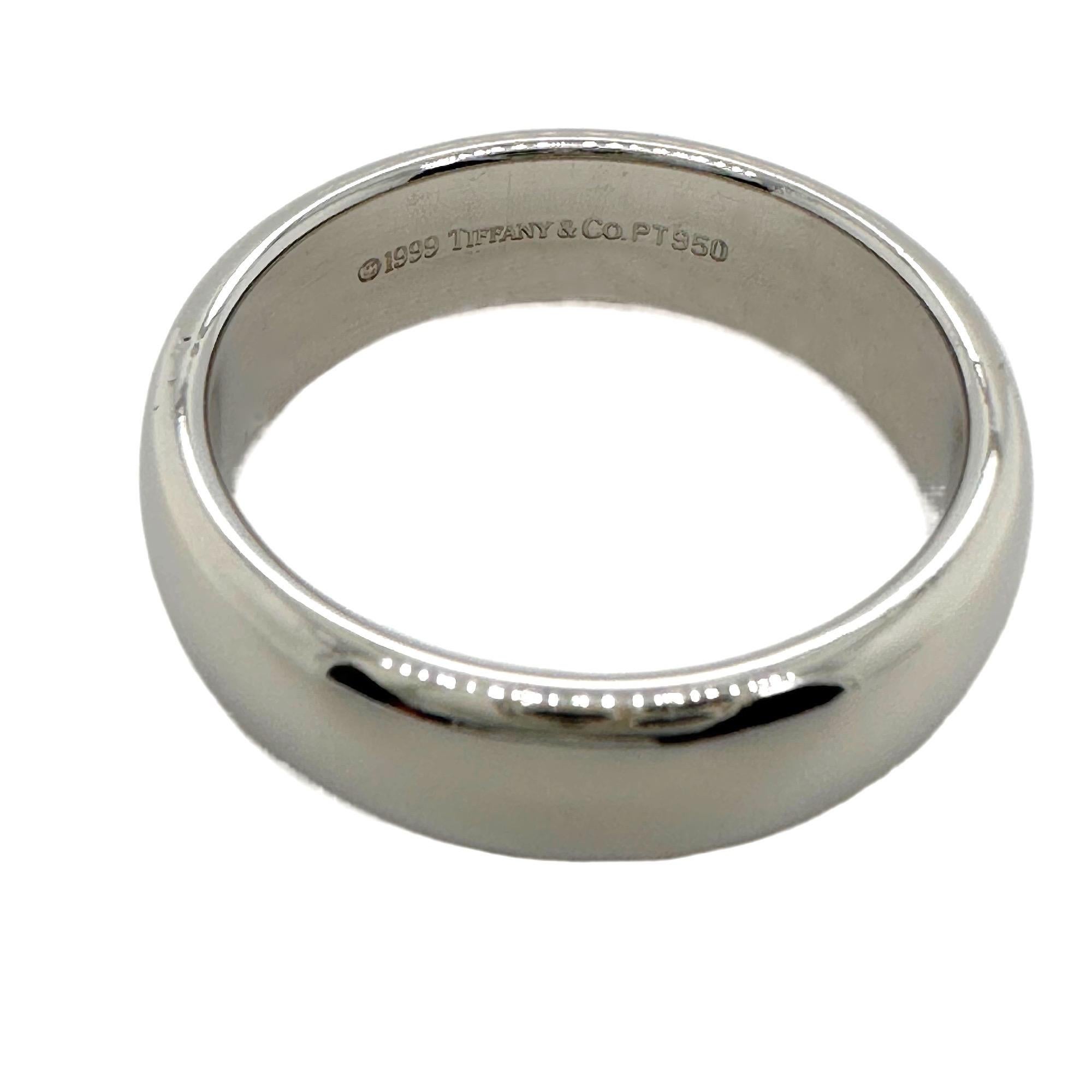 Tiffany & Co. Lucida Platinum 6 MM Band Ring In Excellent Condition For Sale In San Diego, CA