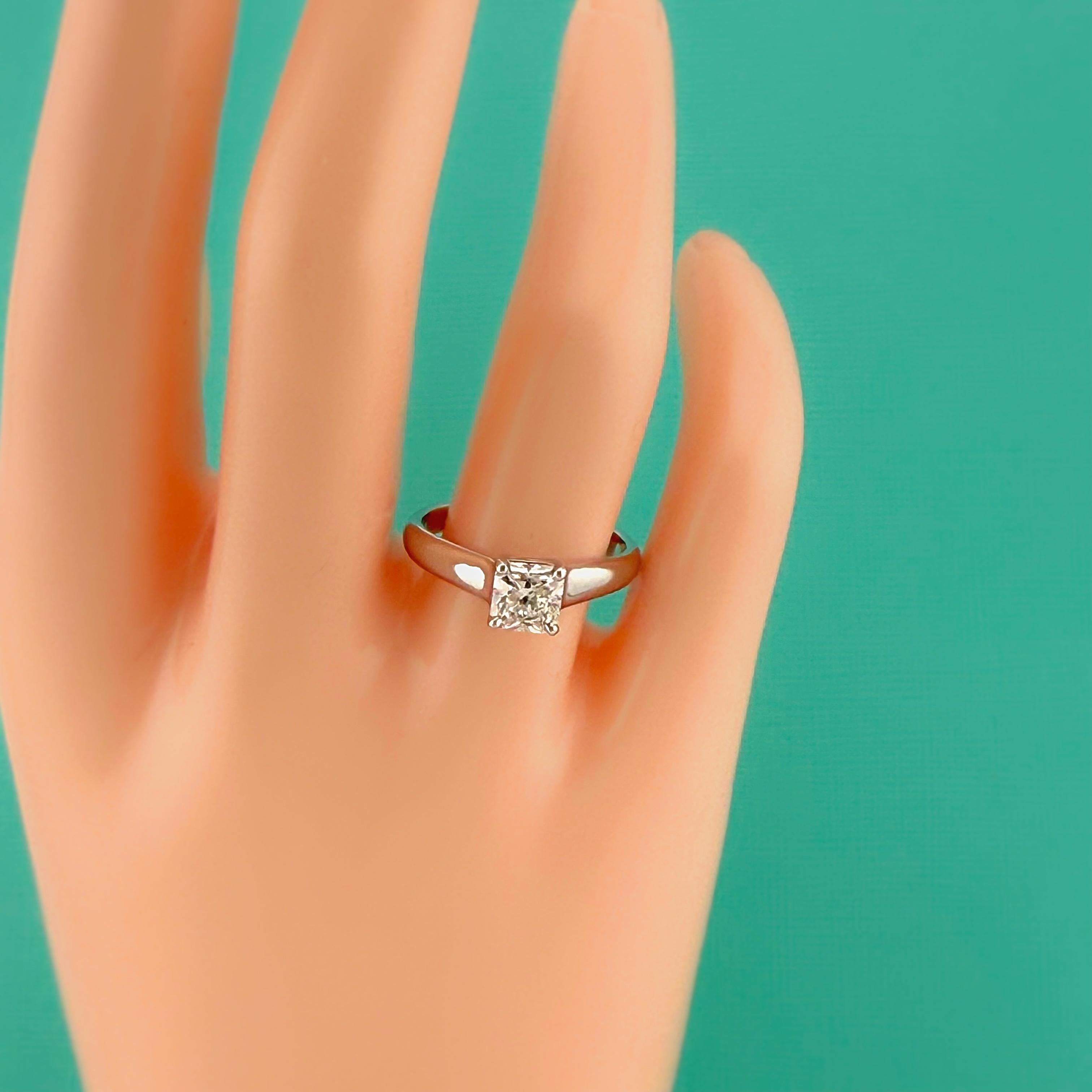 Tiffany & Co Lucida Platinum Diamond Engagement Ring 1.04 CTS H VVS2 For Sale 7
