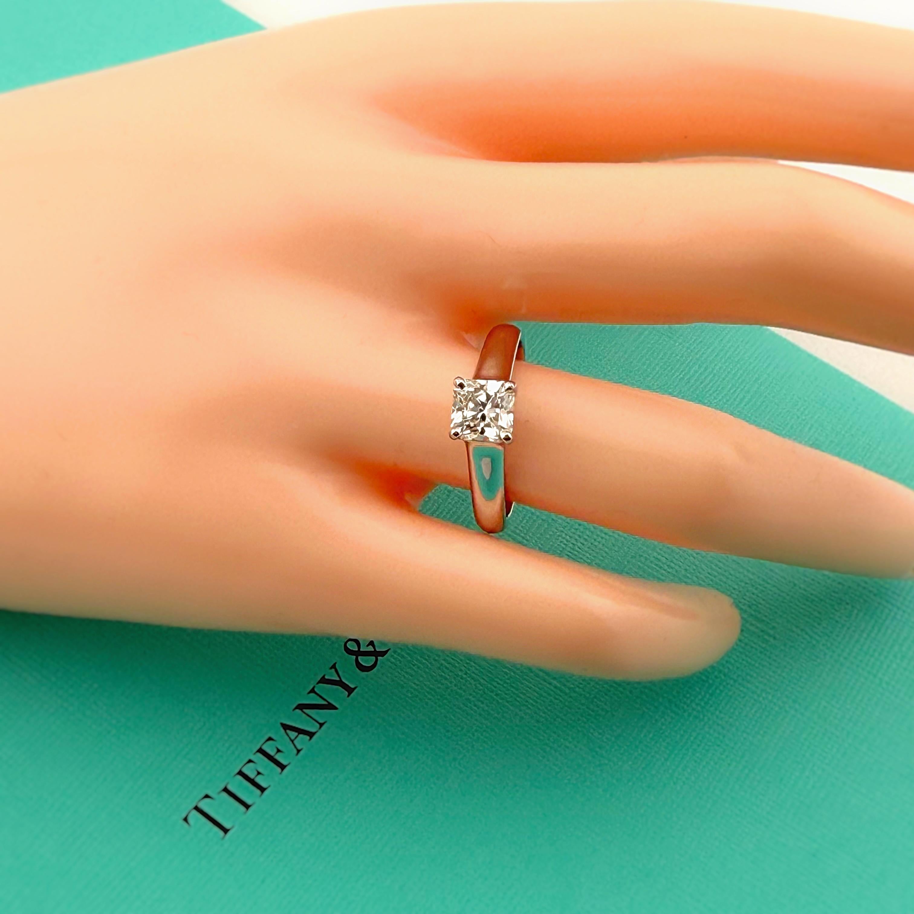 Tiffany & Co Lucida Platinum Diamond Engagement Ring 1.04 CTS H VVS2 For Sale 1