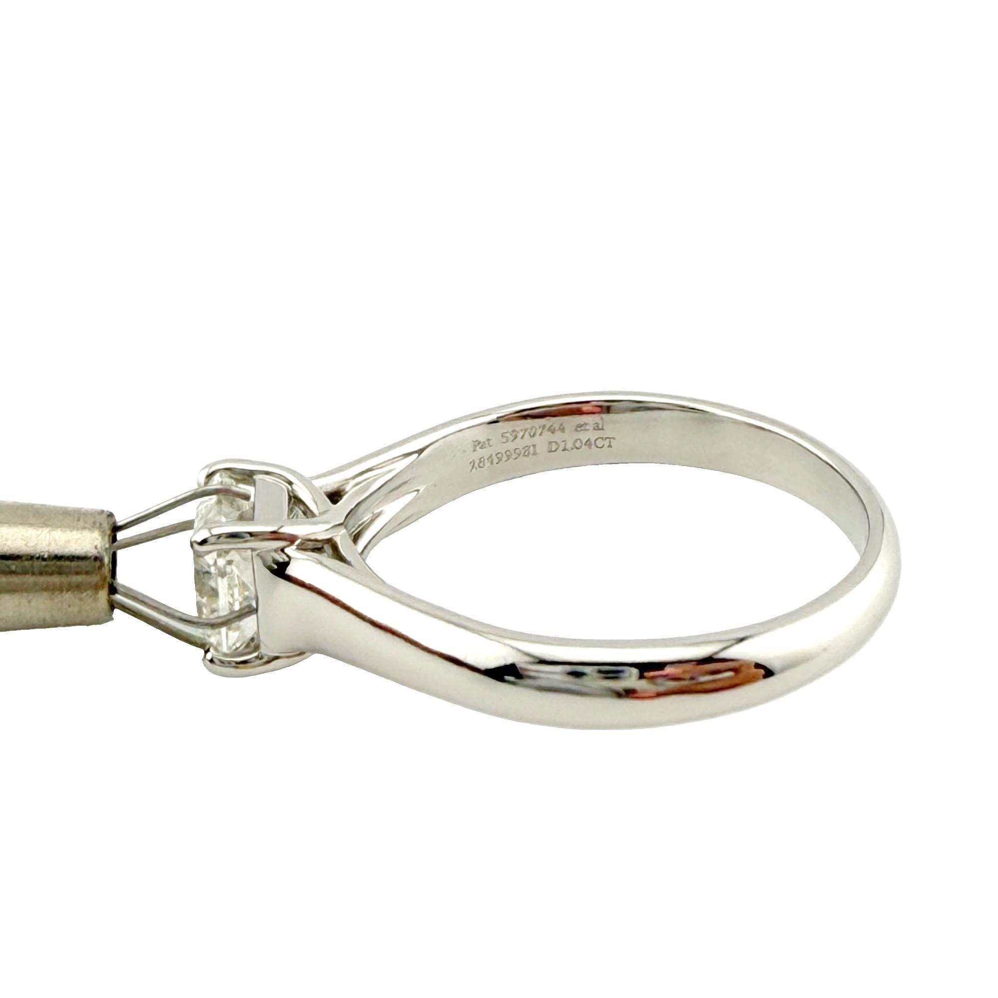 Tiffany & Co Lucida Platinum Diamond Engagement Ring 1.04 CTS H VVS2 For Sale 3