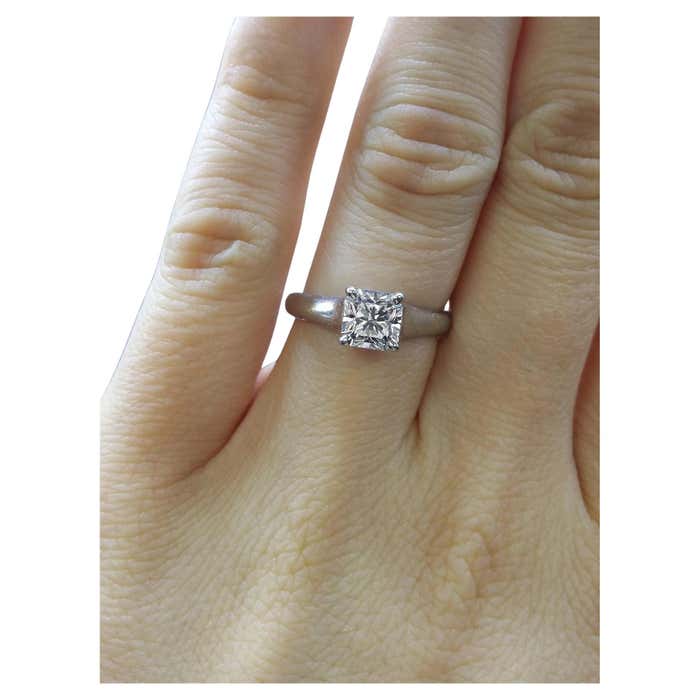 Rectangular Solitaire Ring Tiffany and Co. Lucida Rectangular Brilliant Cut Diamond Solitaire Ring ...
