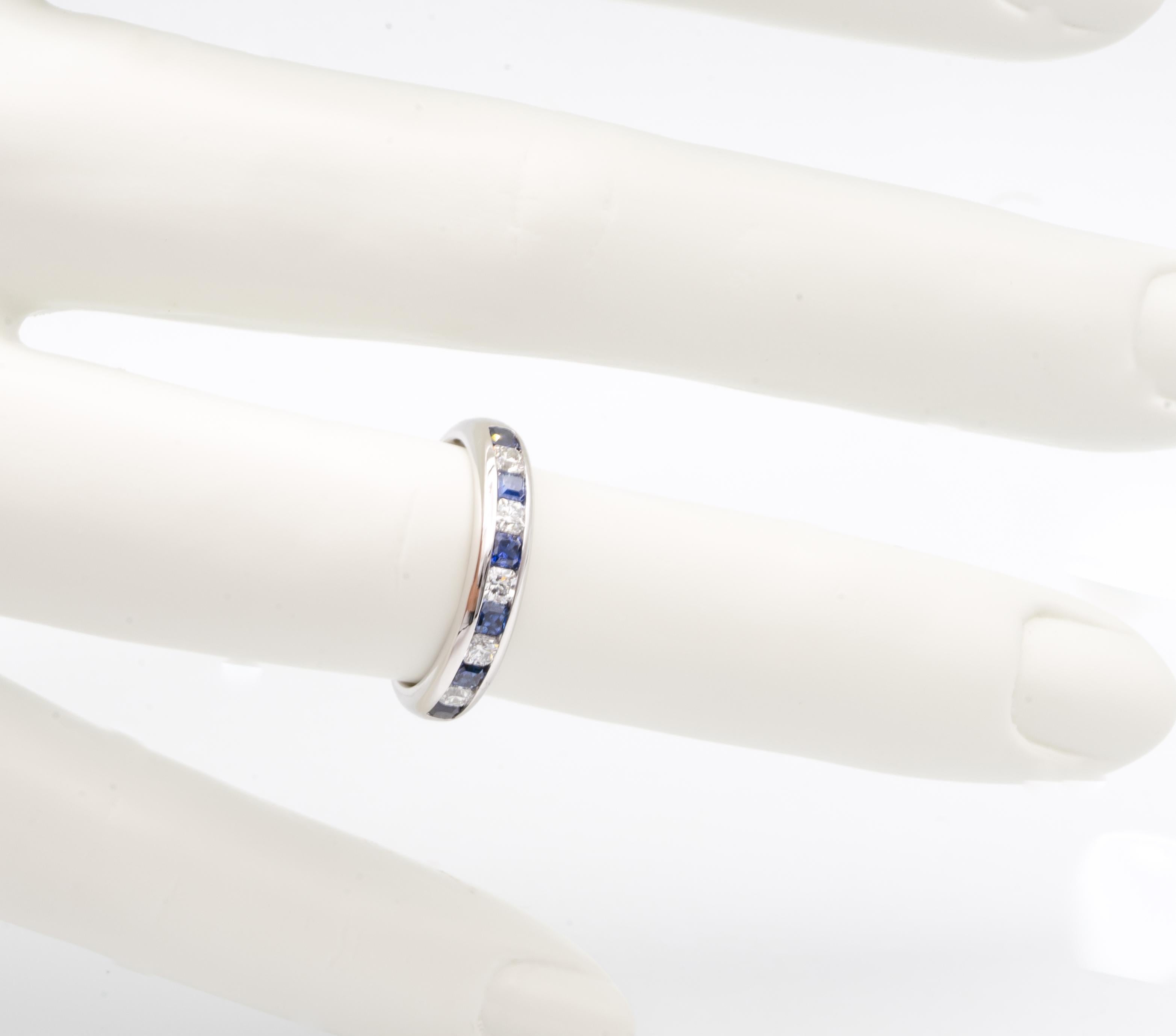 Modern Tiffany & Co. Lucida Sapphire and Diamond Platinum Ring