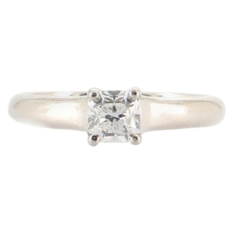 Tiffany & Co. Lucida Solitaire Ring Platinum with Square Diamond E/VVS2 0 For Sale